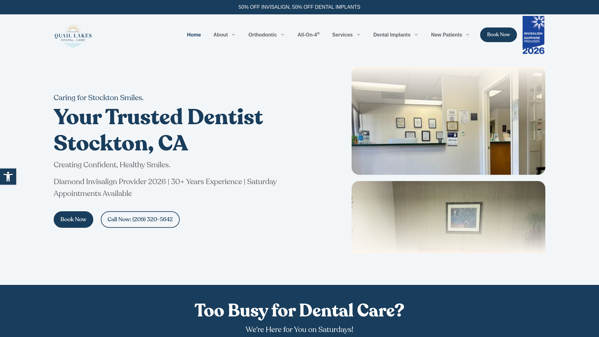website screenshot of https://quaillakesdental.com