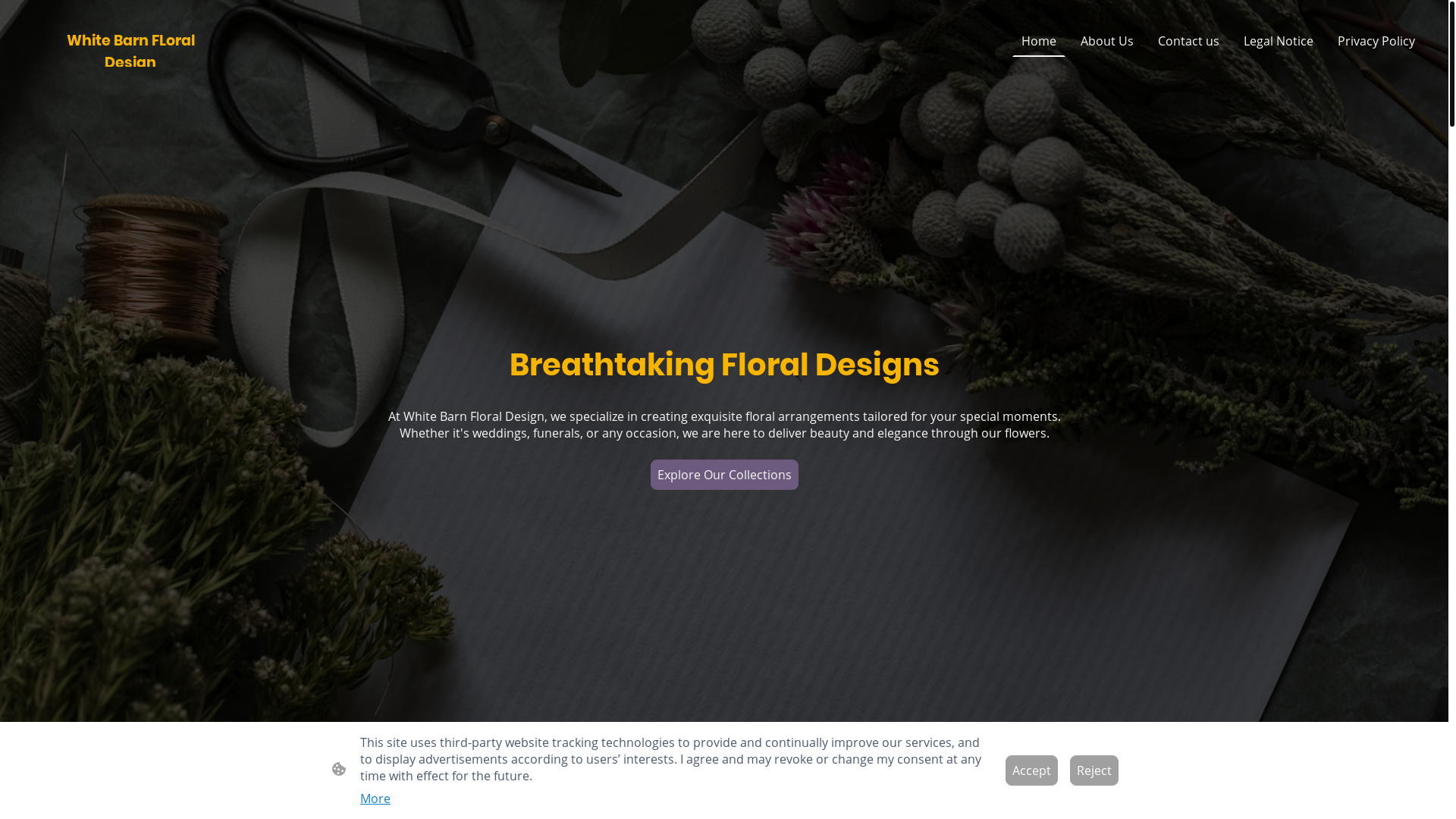 website screenshot of https://whitebarnfloraldesign.com/