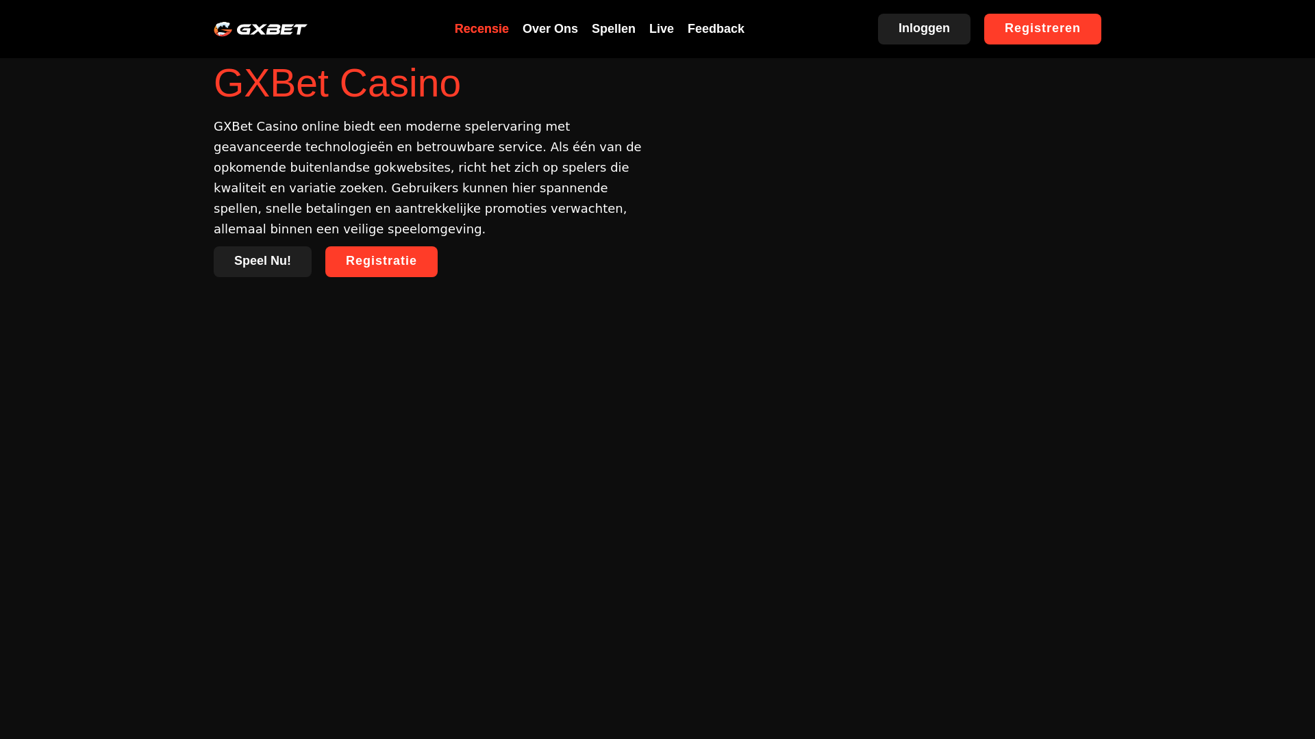 website screenshot of https://gxbetcasino1.nl