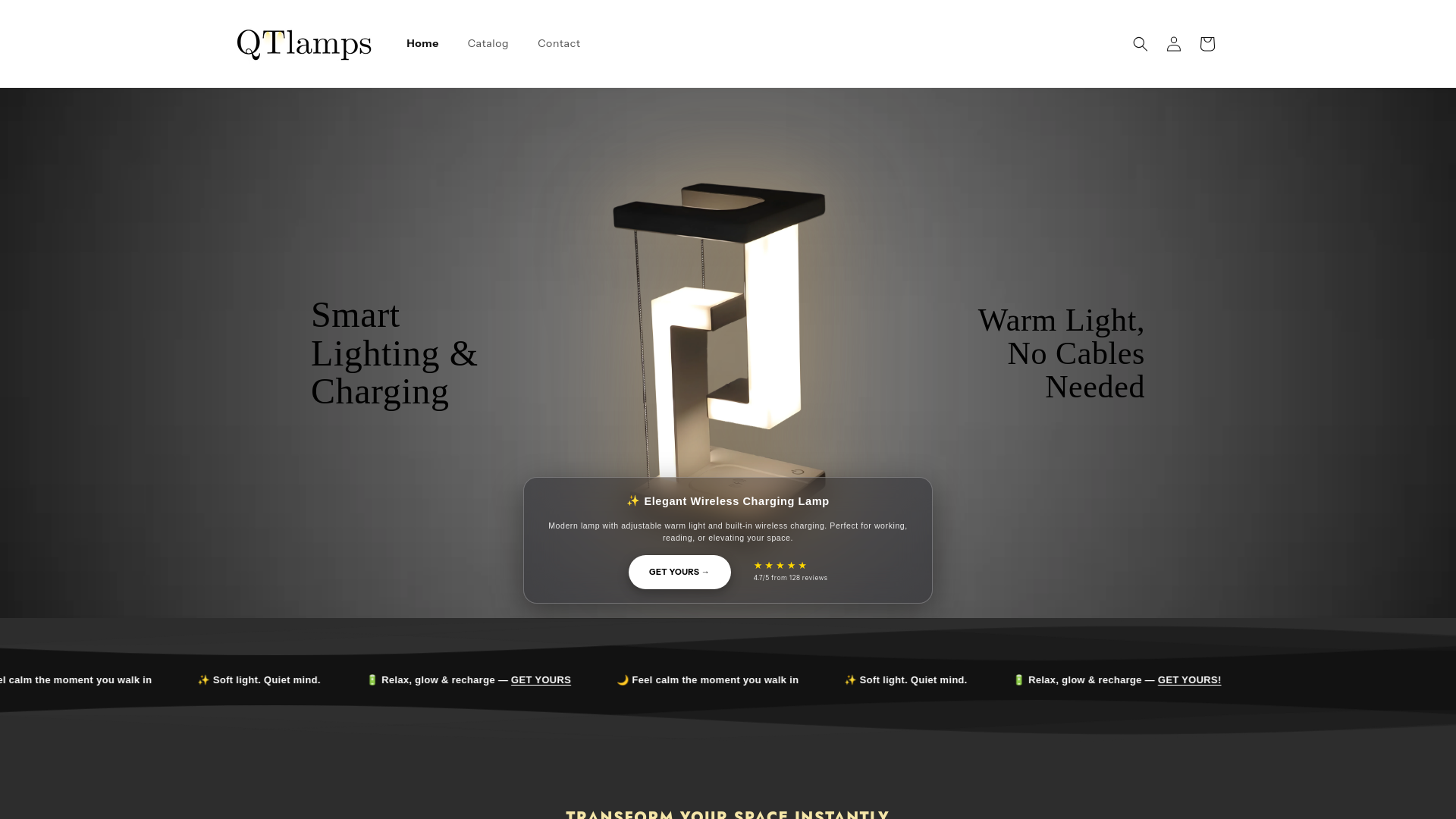 website screenshot of https://qtlamps.shop/