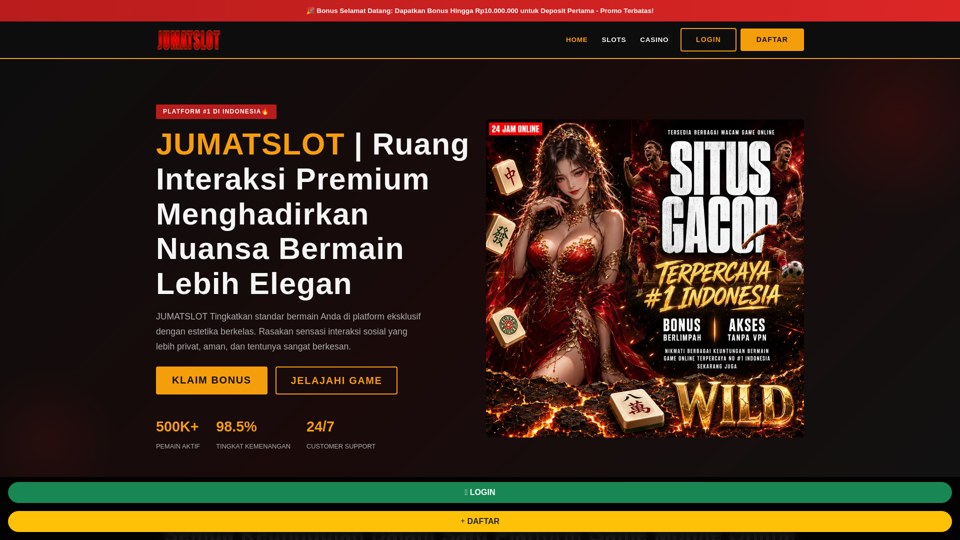 website screenshot of https://jumatslot.net/