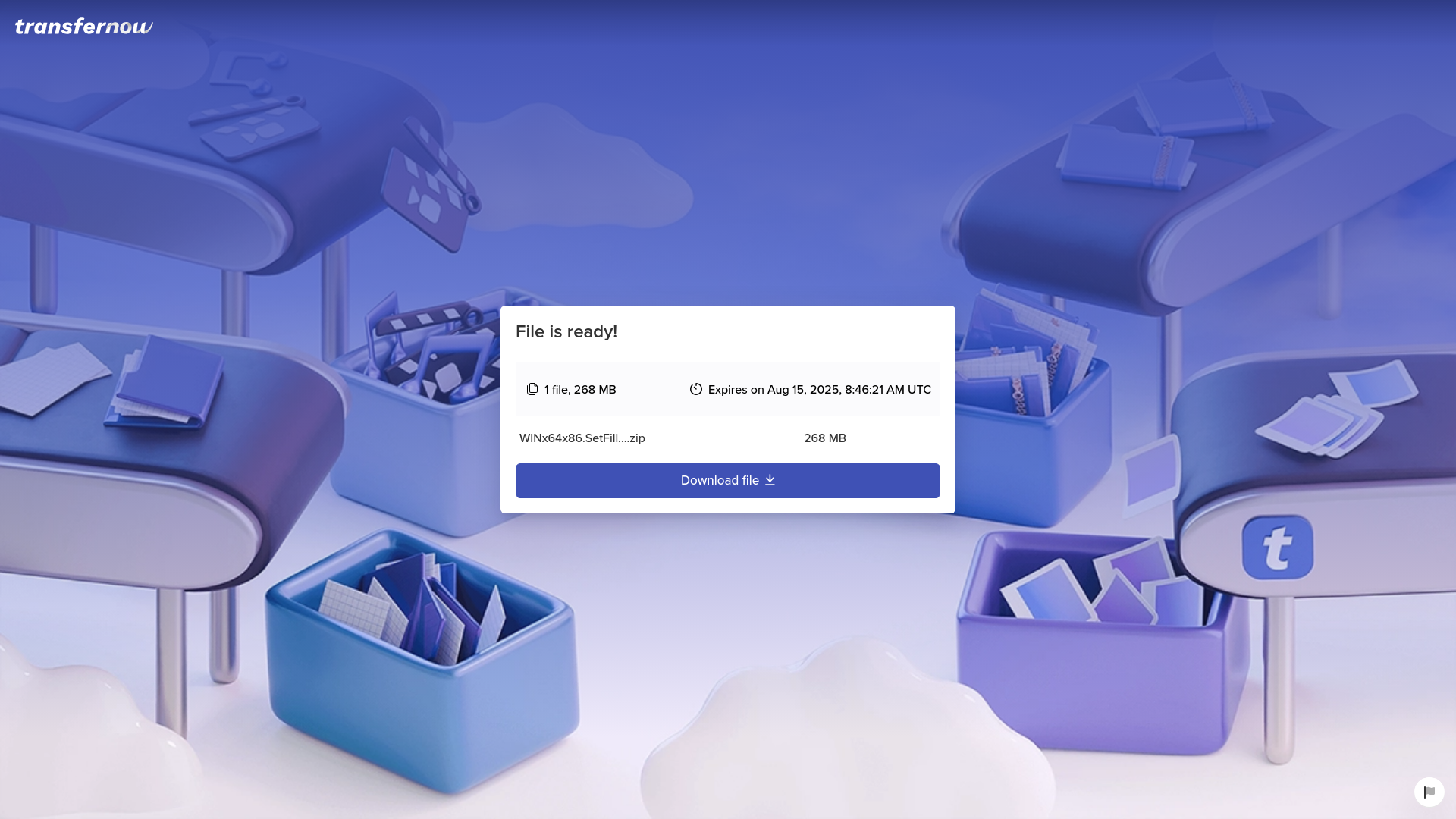 website screenshot of https://up24.transfernow.net/dl/20250725BI0kg7dF