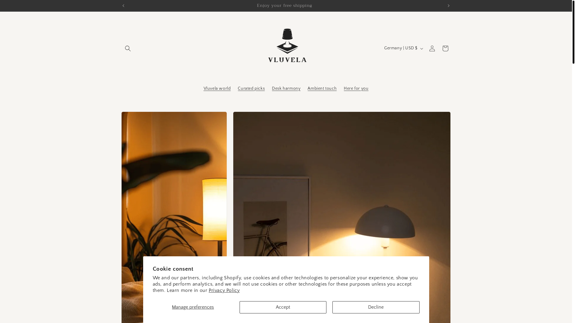 website screenshot of https://vluvela.com/