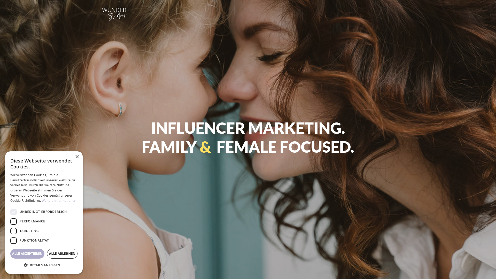 website screenshot of https://wunderstudiosonline.com