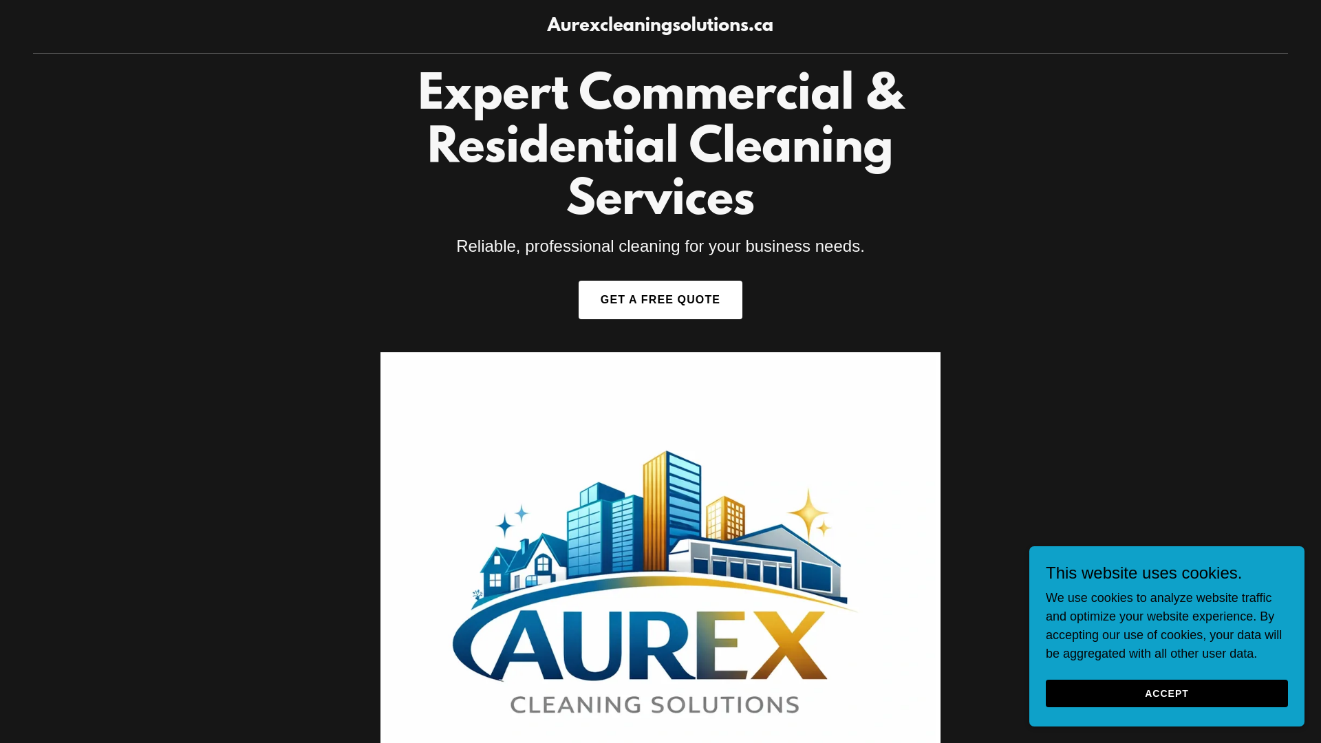 website screenshot of https://aurexcleaningsolutions.ca/