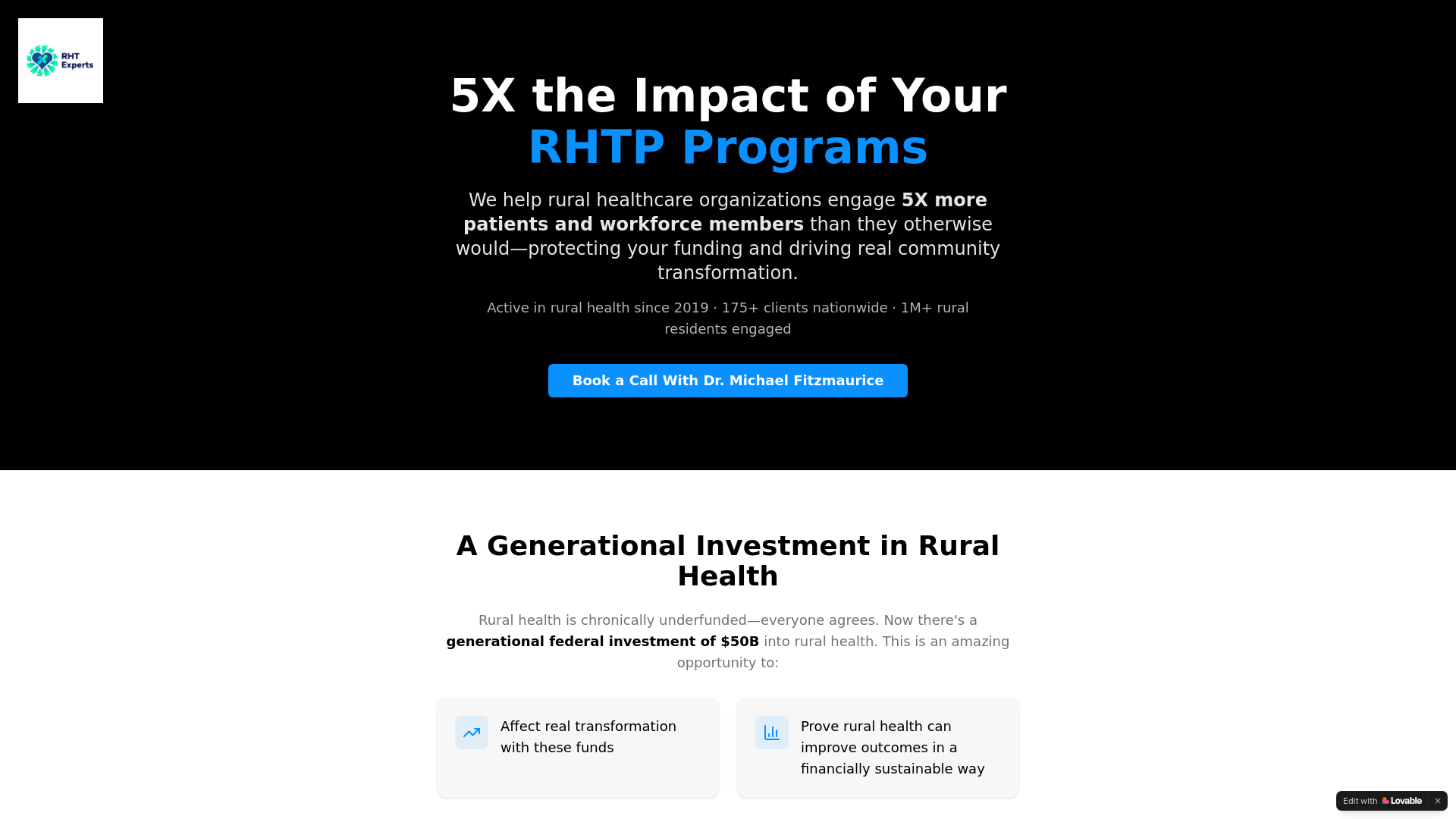 website screenshot of https://rhtexperts.com