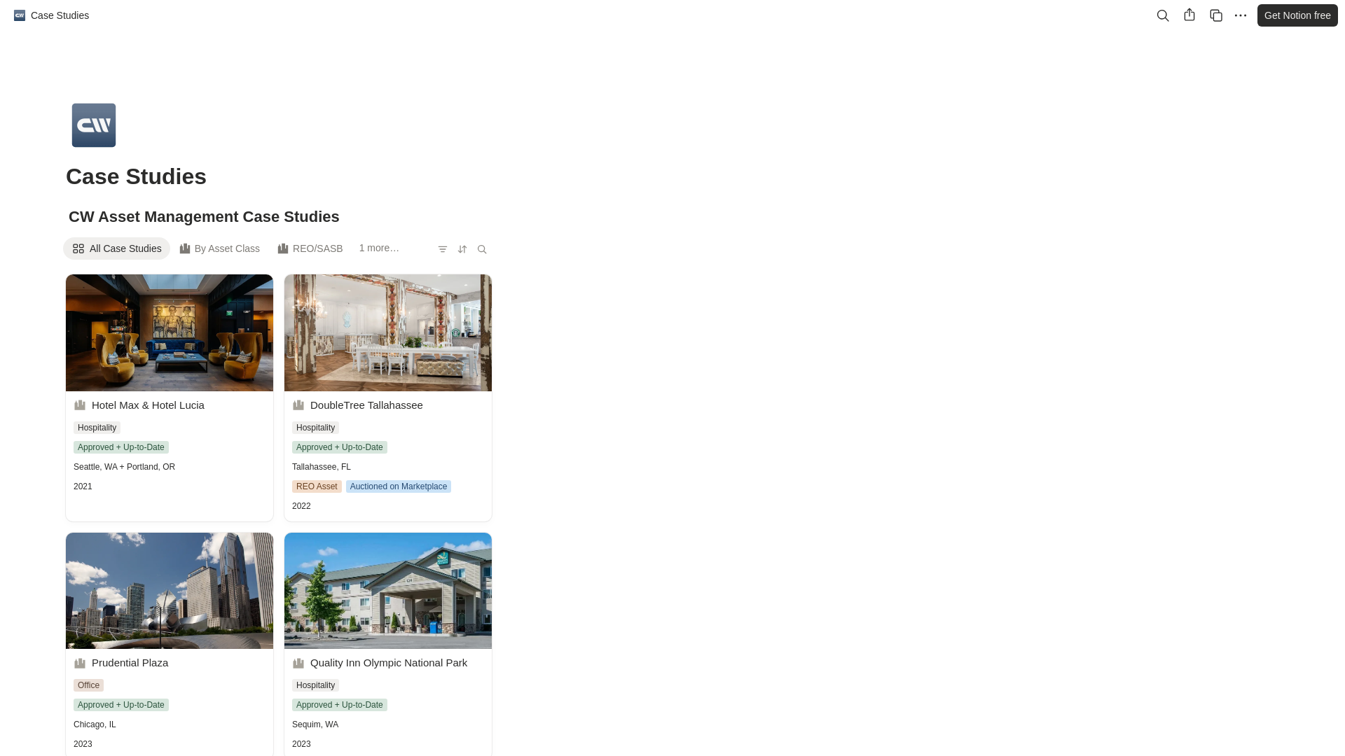 website screenshot of https://cwcmarketing.notion.site/Case-Studies-3055f5217fab8054905fd95055baef74?source=copy_link