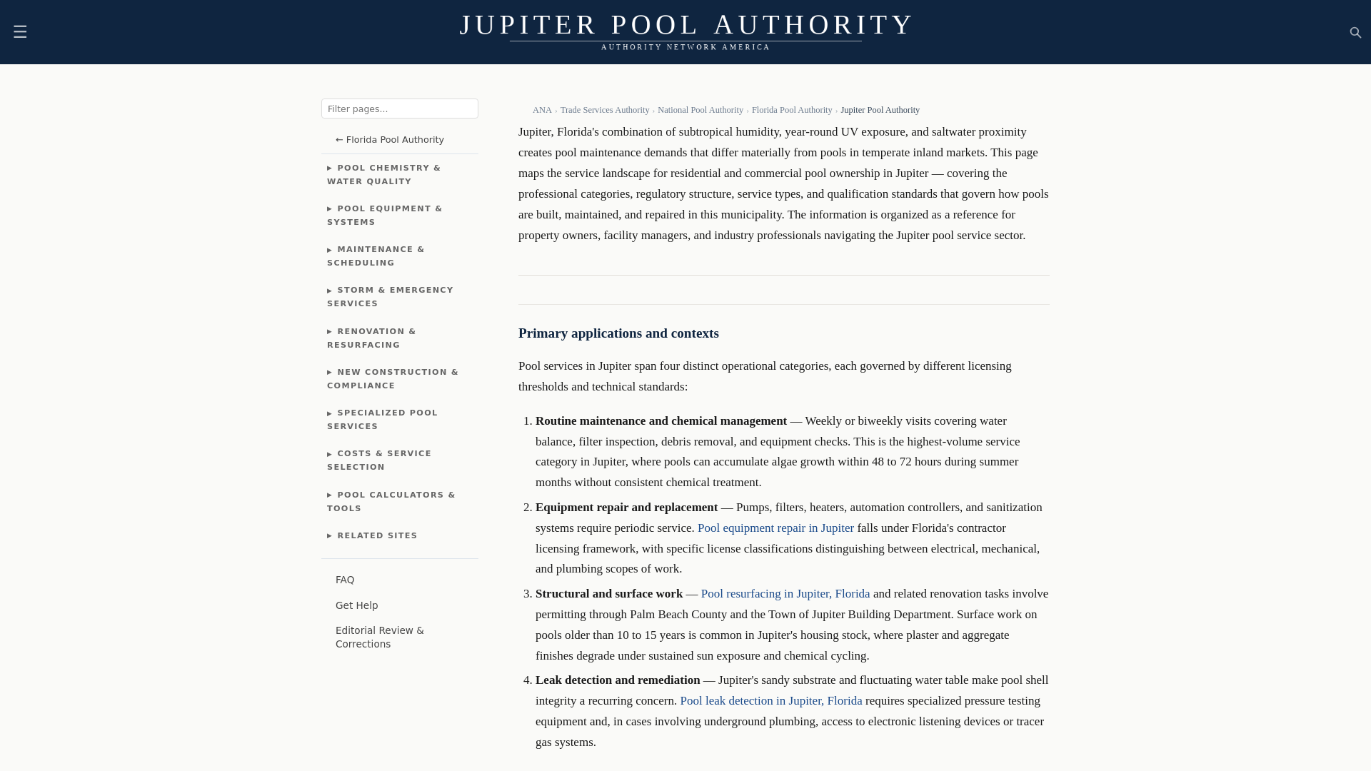 website screenshot of https://jupiterpoolauthority.com