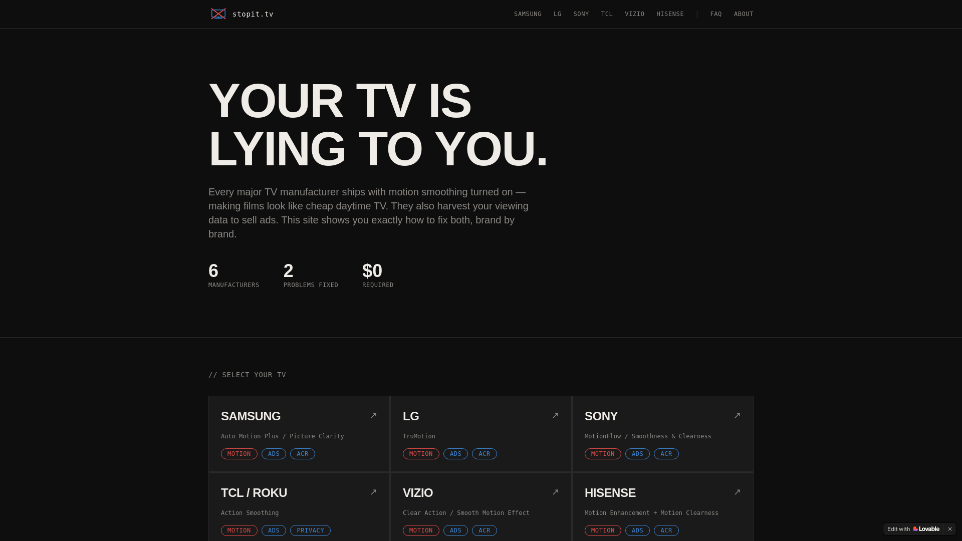 website screenshot of https://stopit.tv
