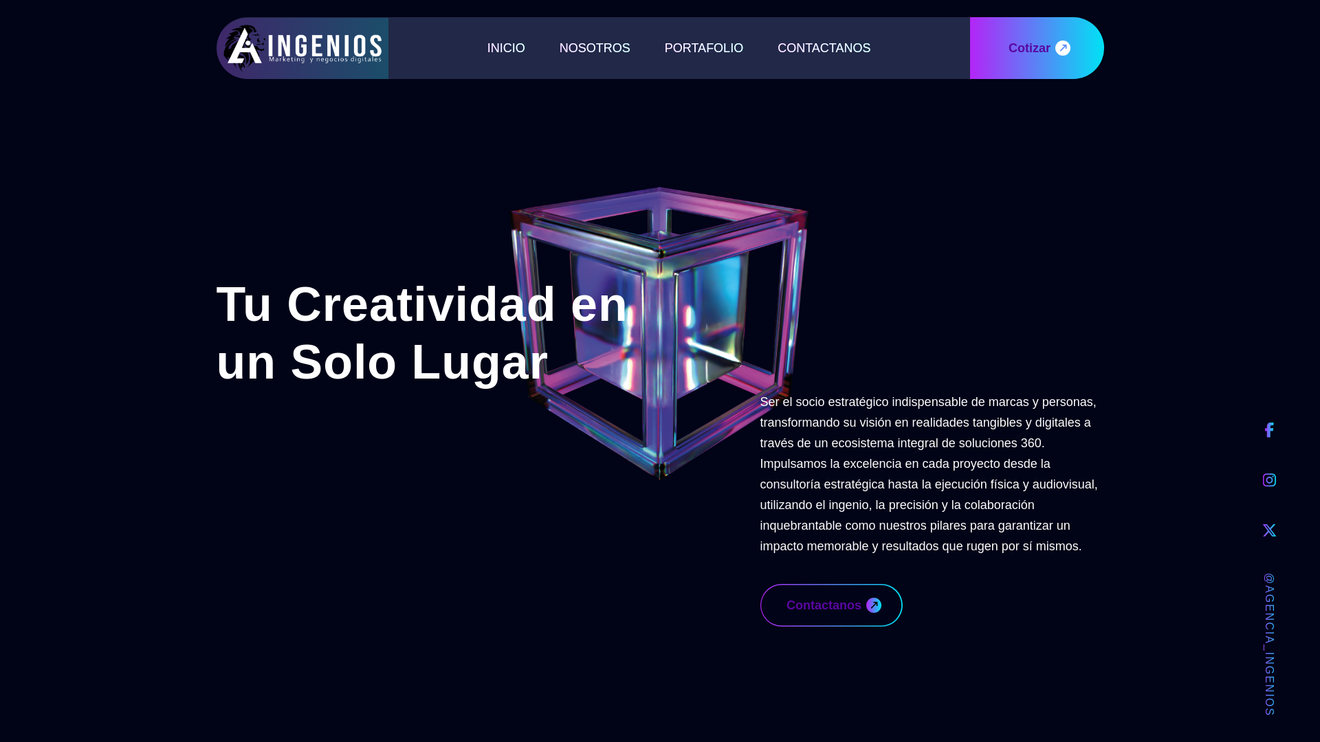 website screenshot of https://agenciaingenios.com/