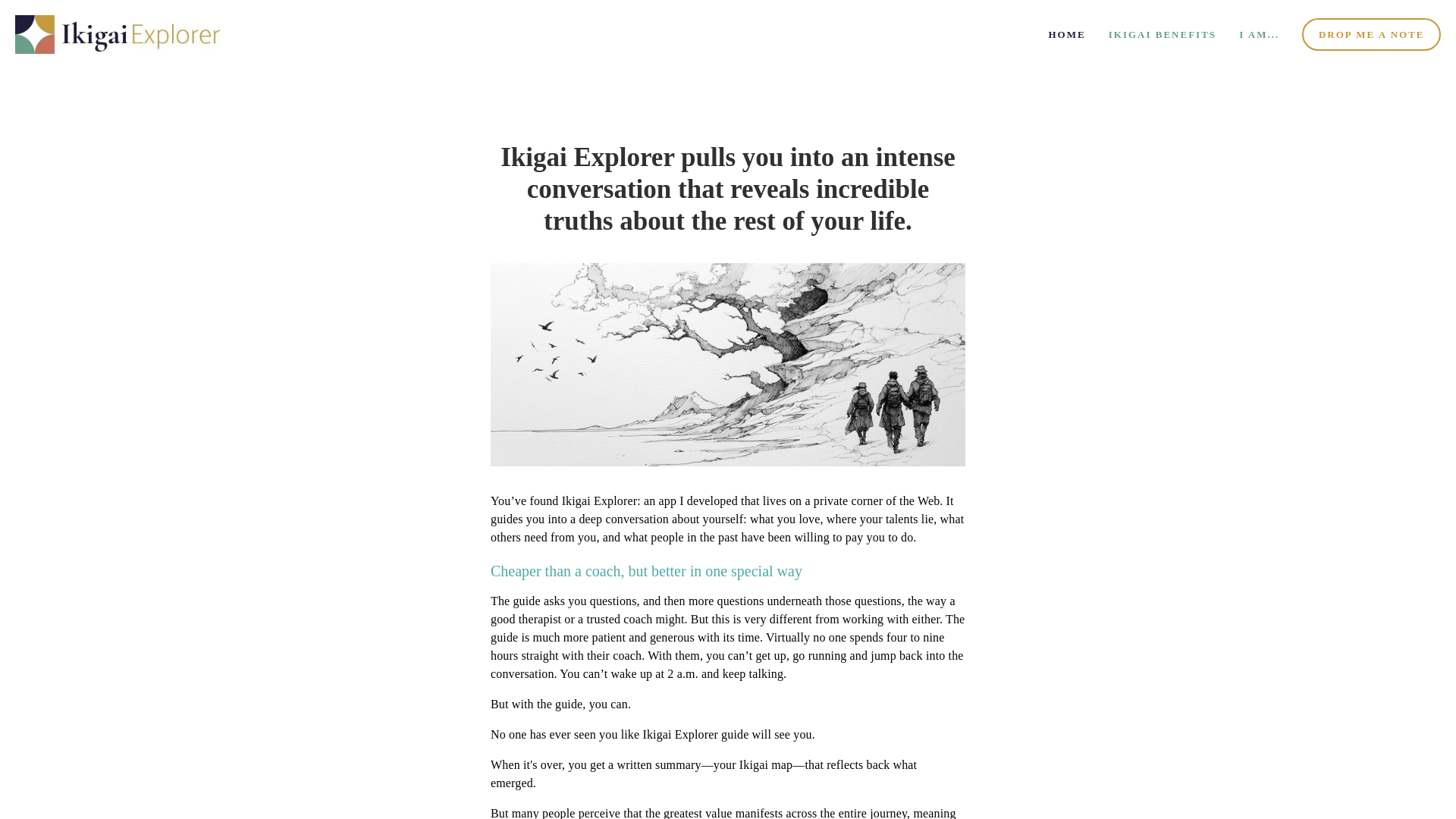 website screenshot of https://ikigai-explorer.com/