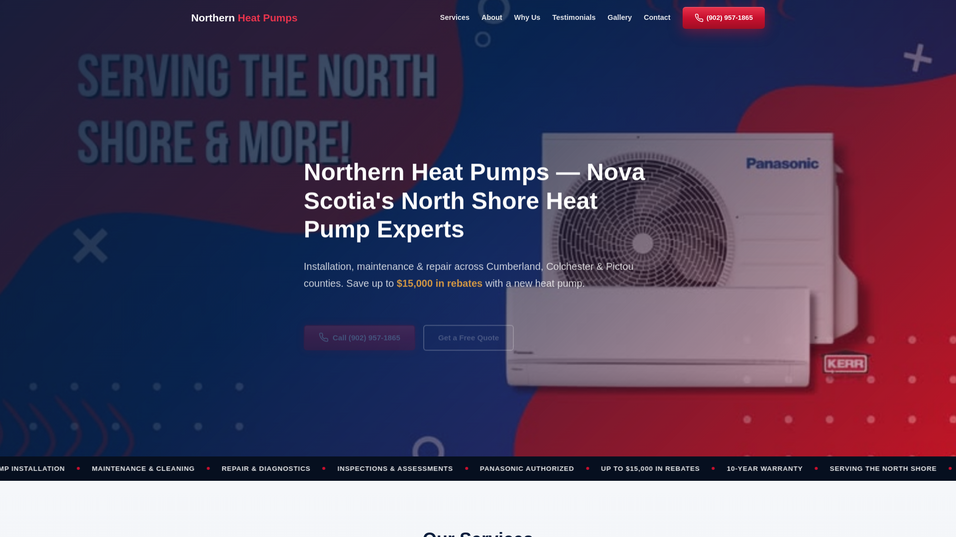 website screenshot of https://northernheatpumps.ca/