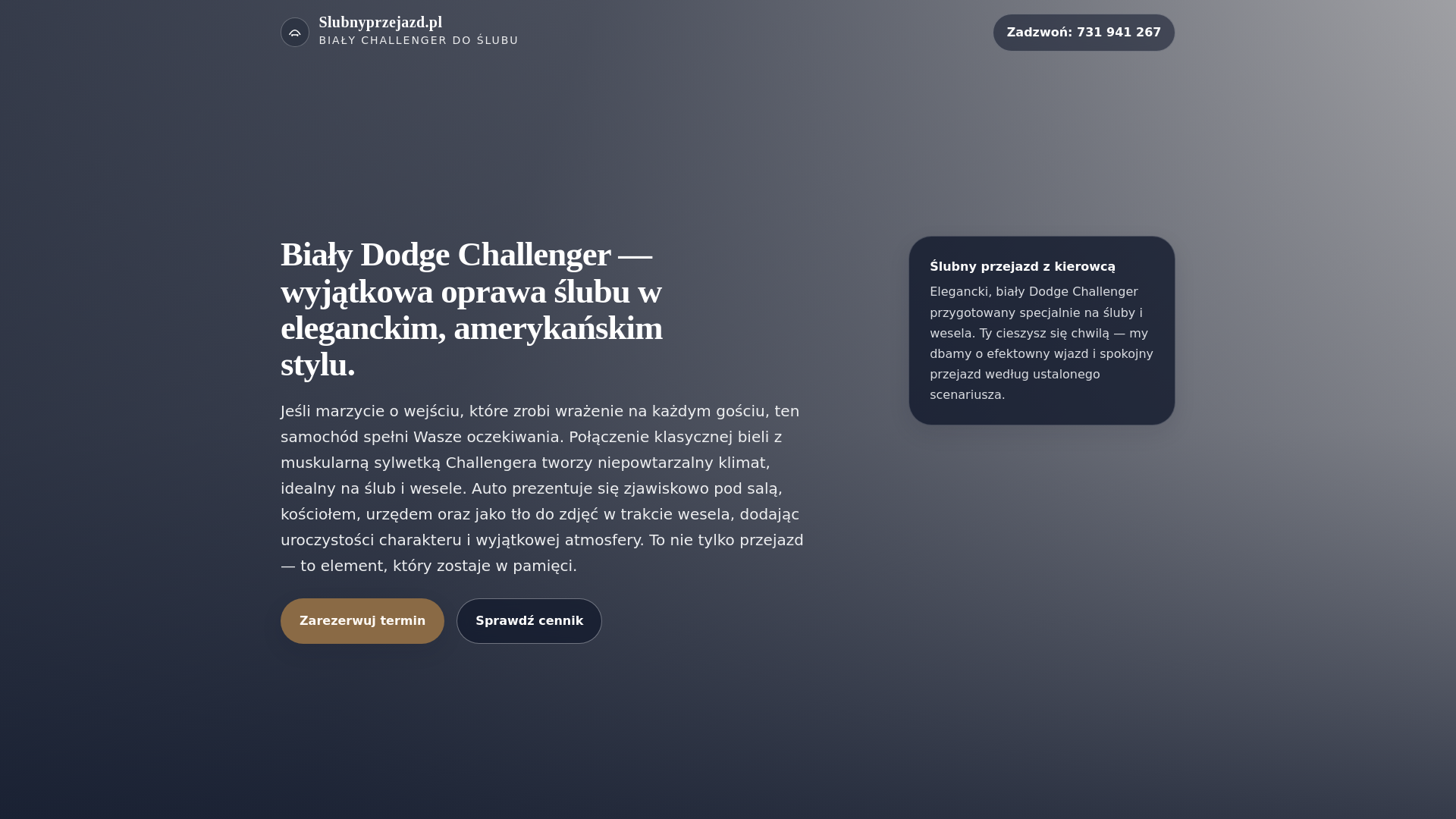 website screenshot of https://slubnyprzejazd.pl/