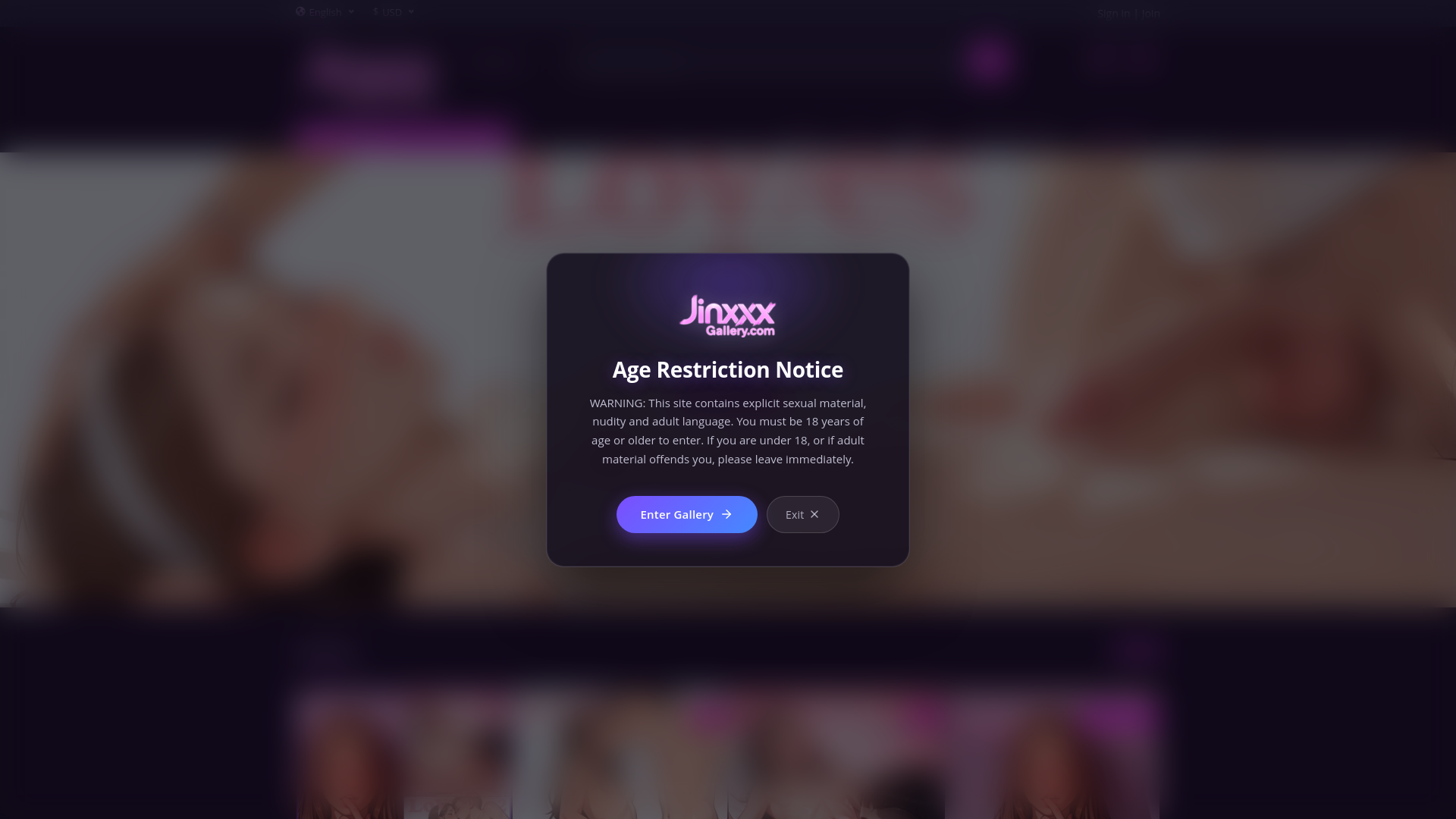 website screenshot of https://jinxxxgallery.com/