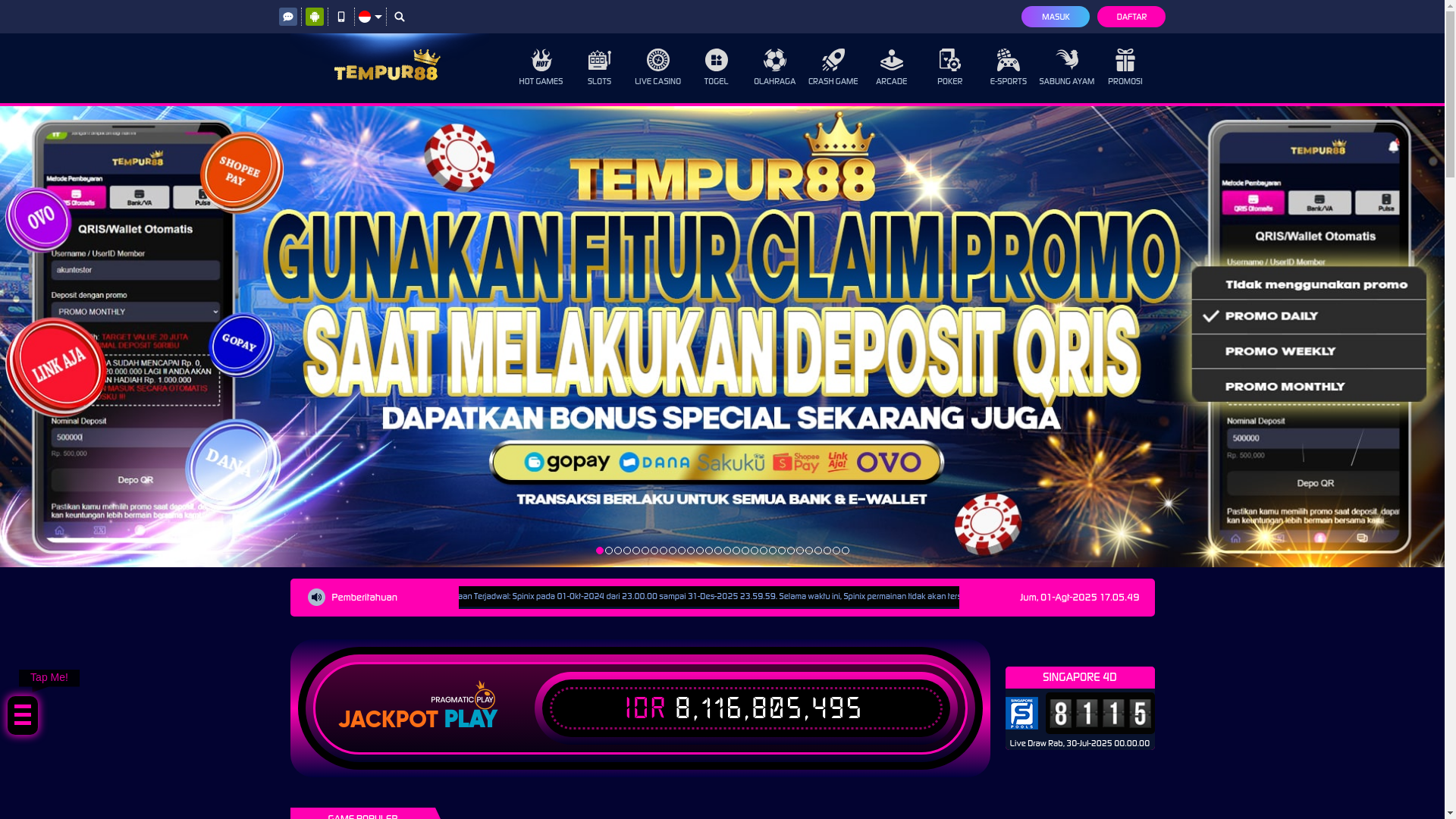 website screenshot of https://tempur88-win.store/