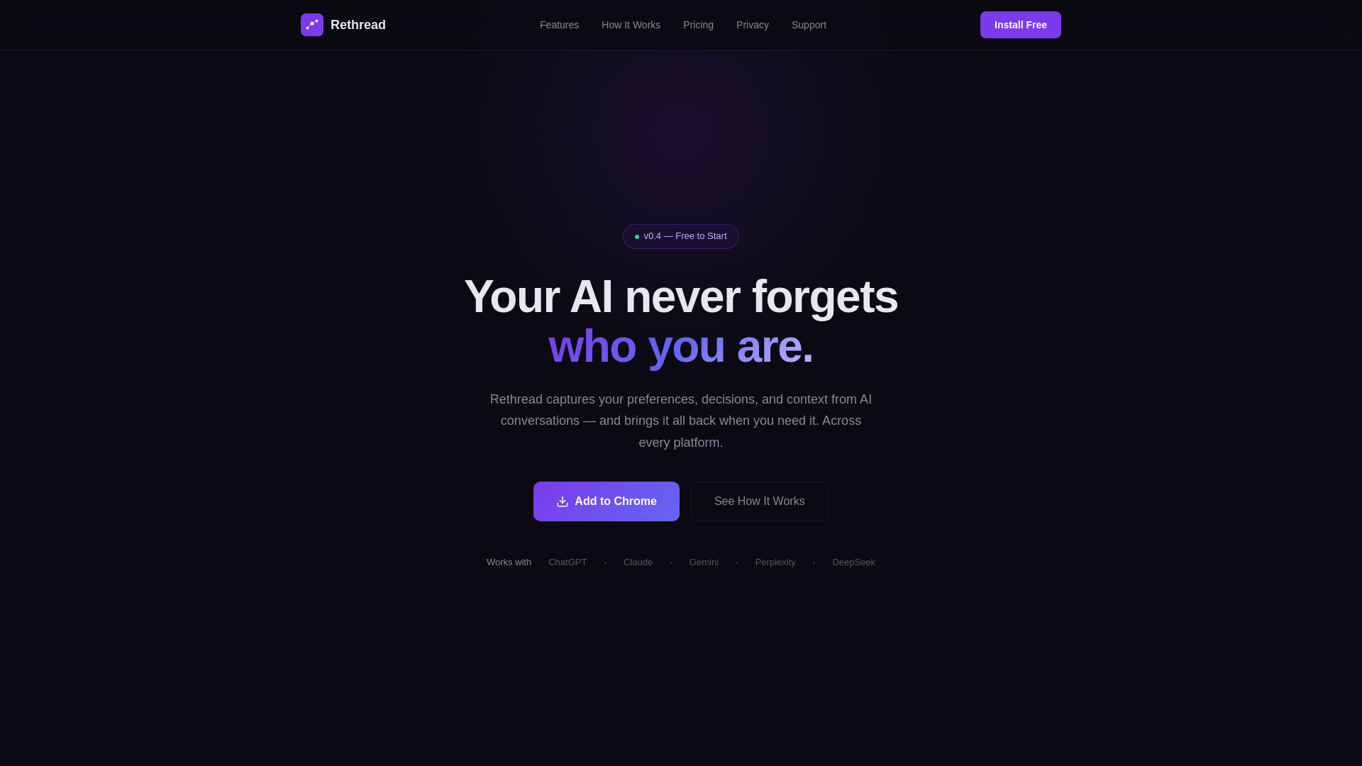 website screenshot of https://rethread.dev/