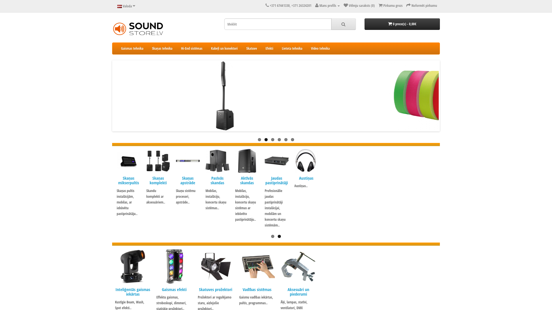 website screenshot of https://www.soundstore.lv/