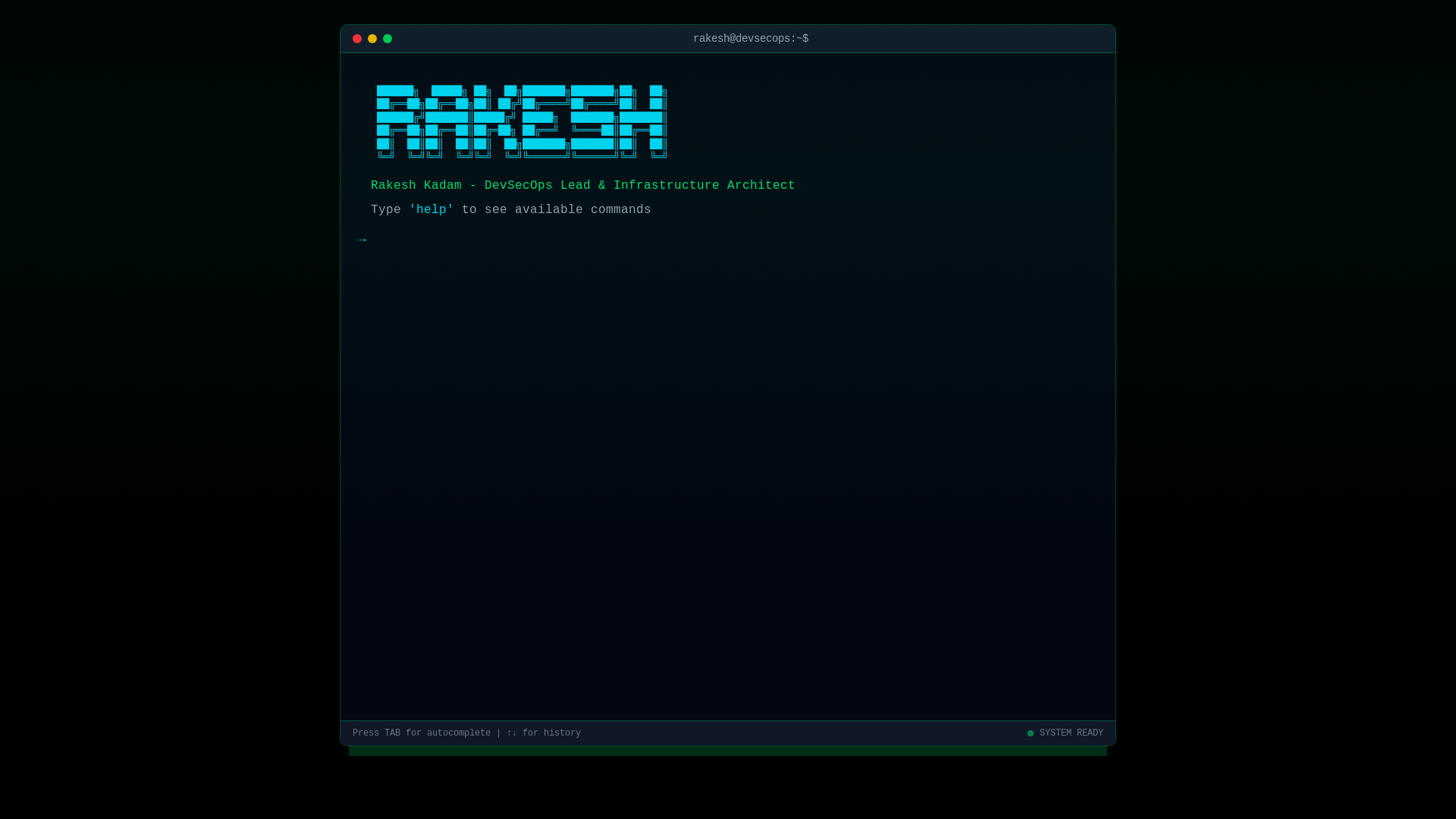 website screenshot of https://rakeshkadam-terminal.pages.dev/