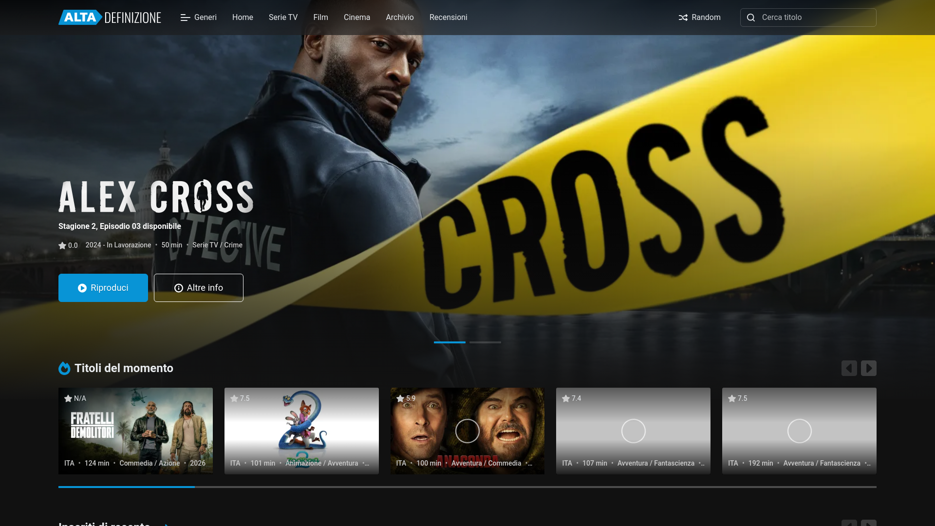 website screenshot of https://altadefinizionegratis.group/