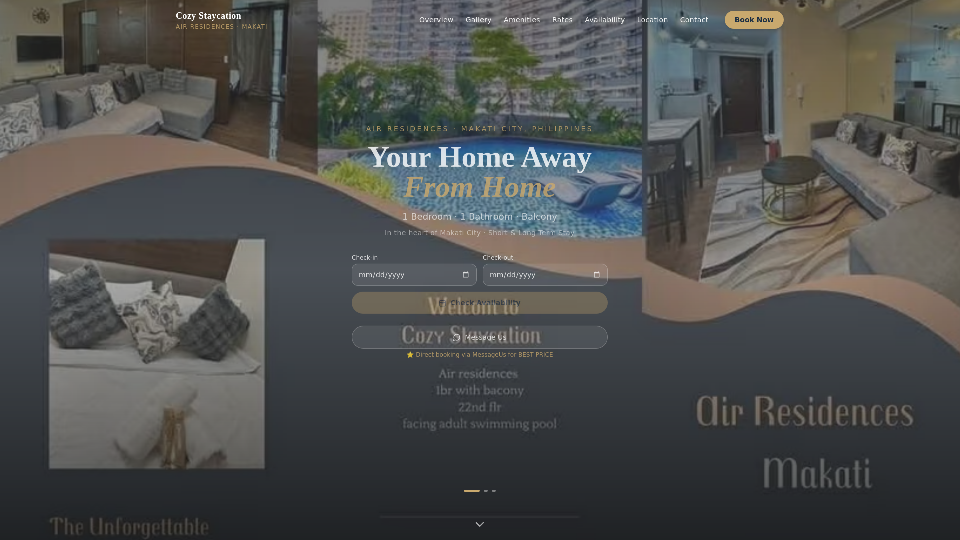 website screenshot of https://cozystaycationph.com