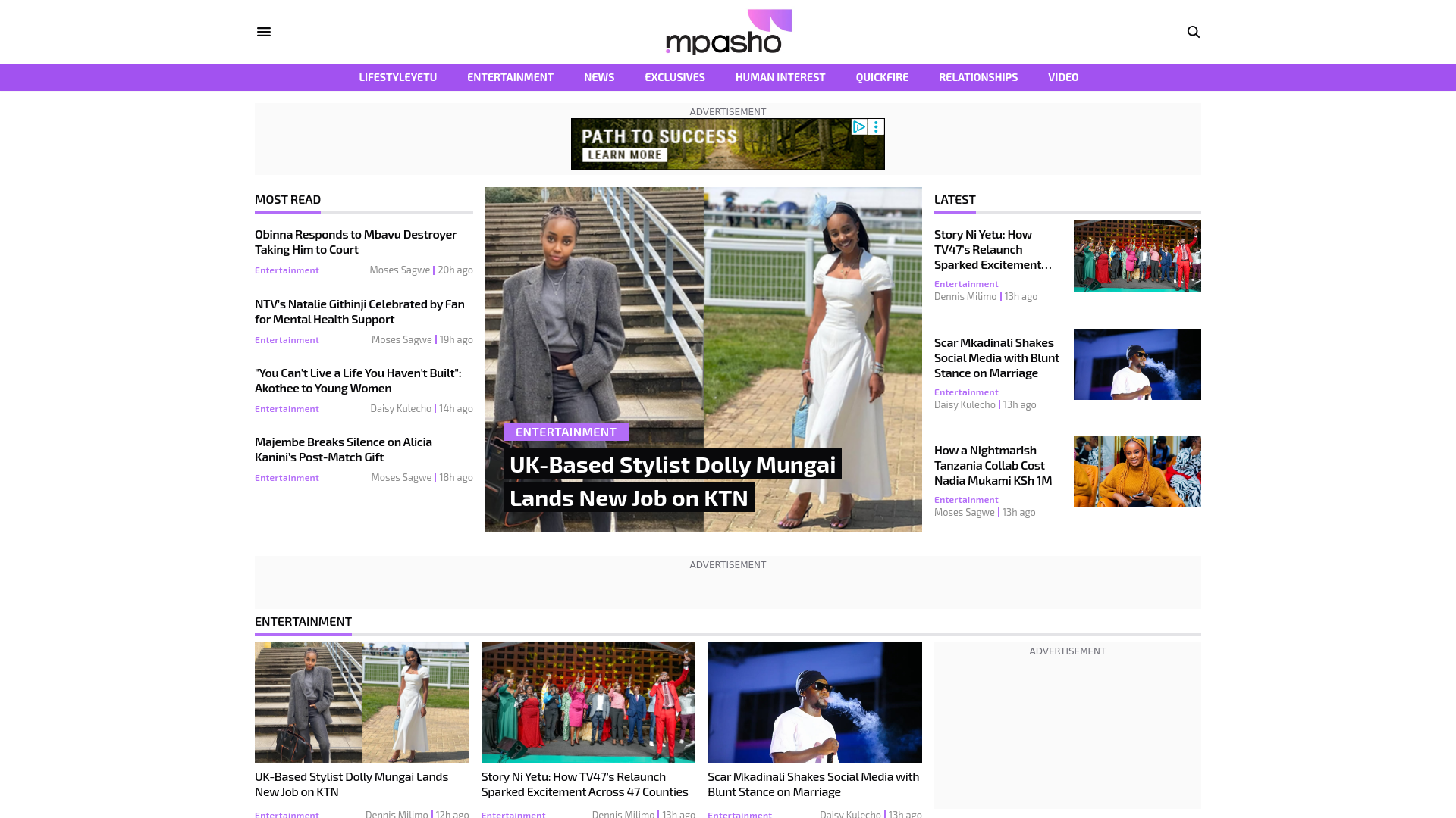 website screenshot of https://mpasho.co.ke