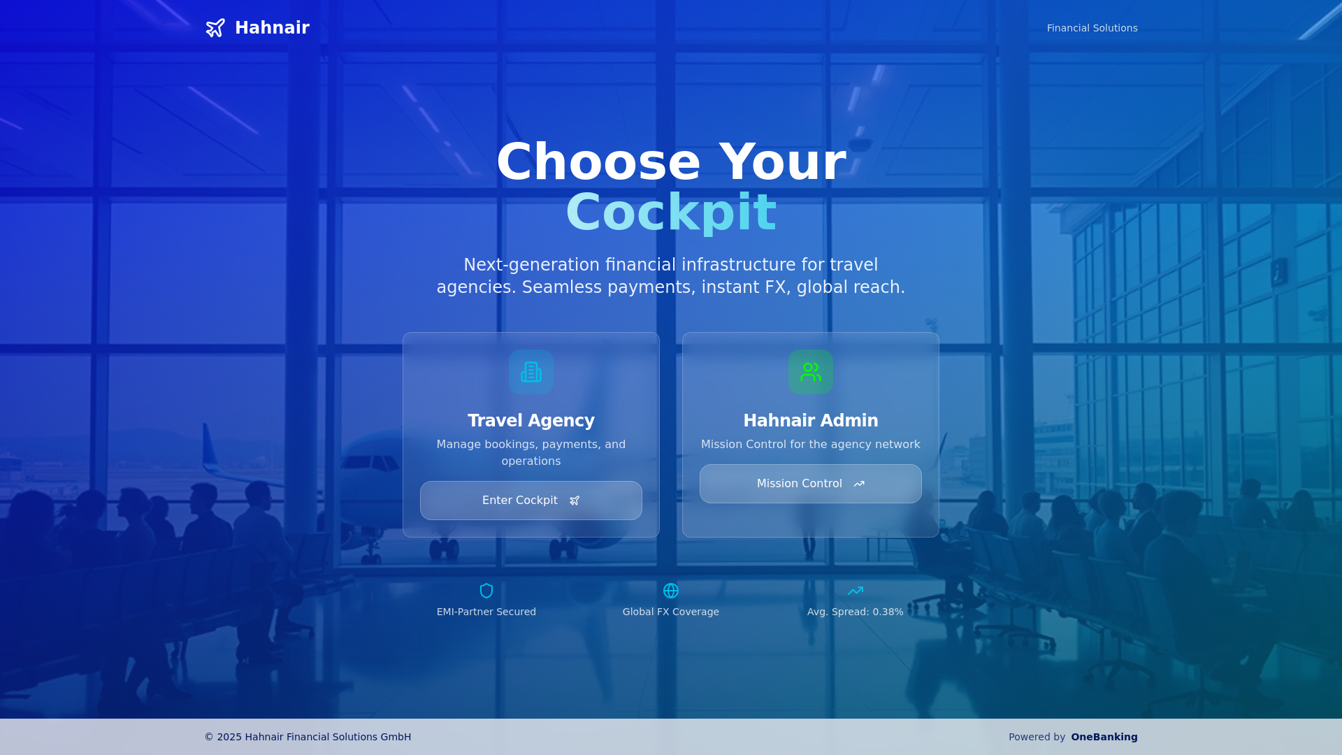 website screenshot of https://hahnair.finance/