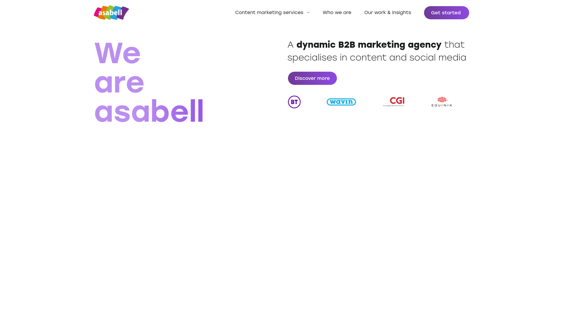 website screenshot of https://asabellb2bmarketing.com/