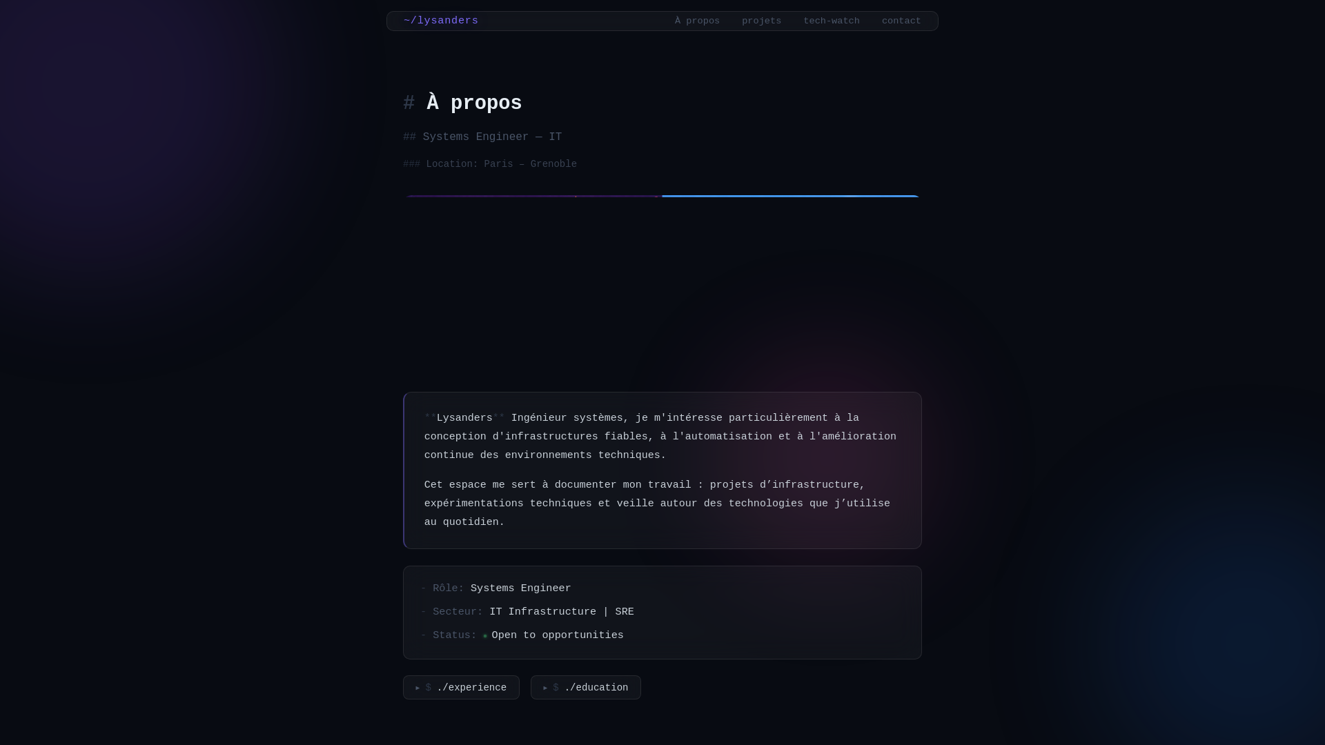 website screenshot of https://lysanders.fr/