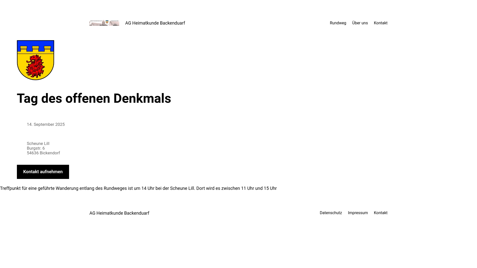 website screenshot of https://backenduarf.de/