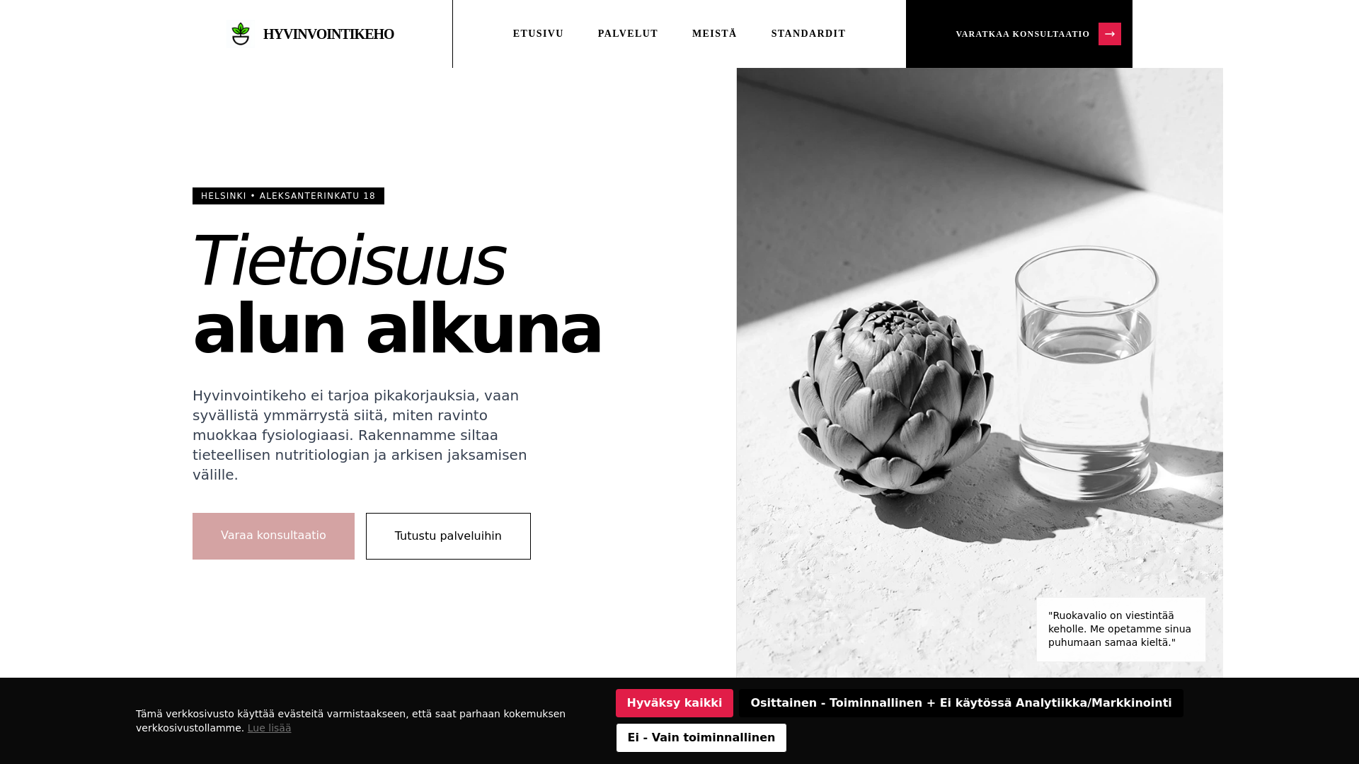 website screenshot of https://hyvinvointikehofitu.info/