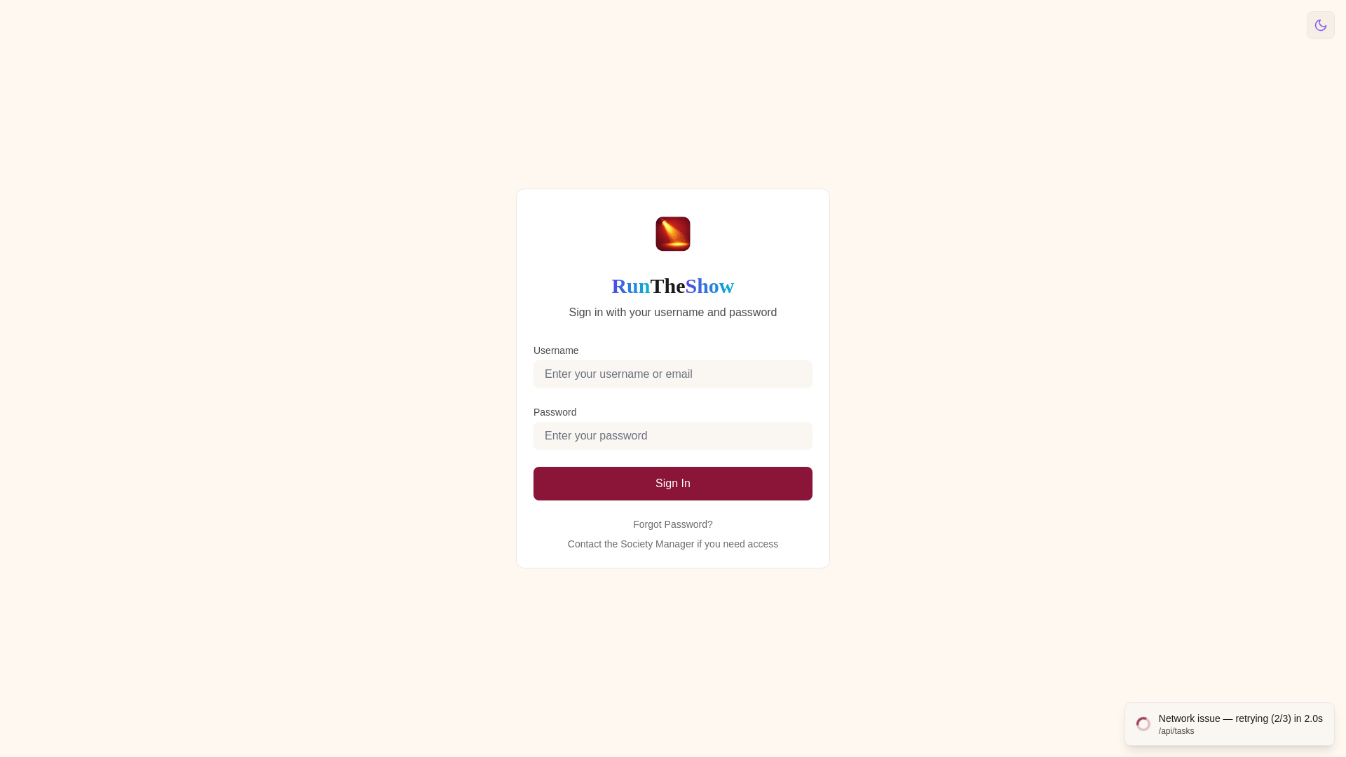 website screenshot of https://runtheshow.app/