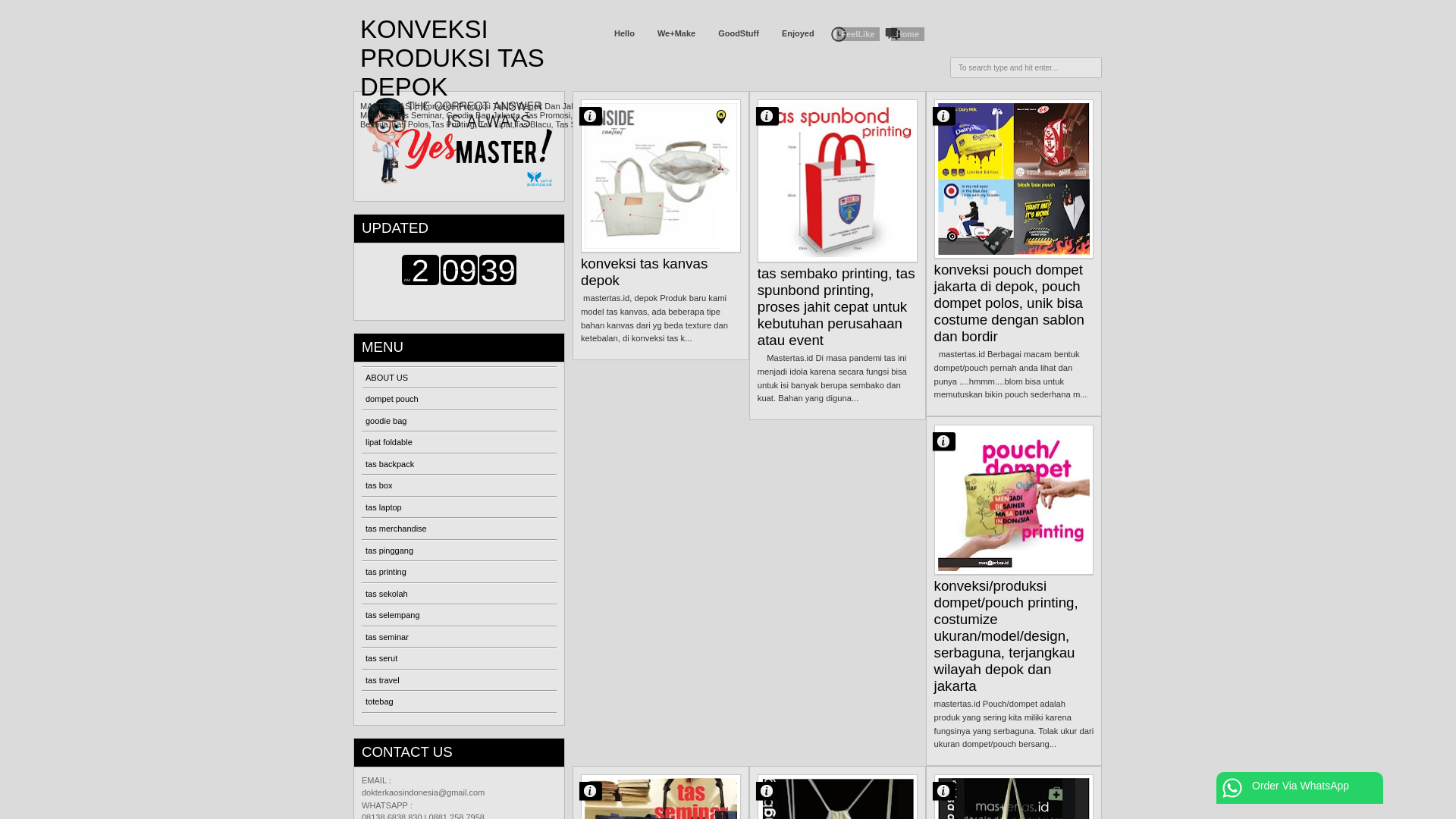 website screenshot of https://mastertas.id