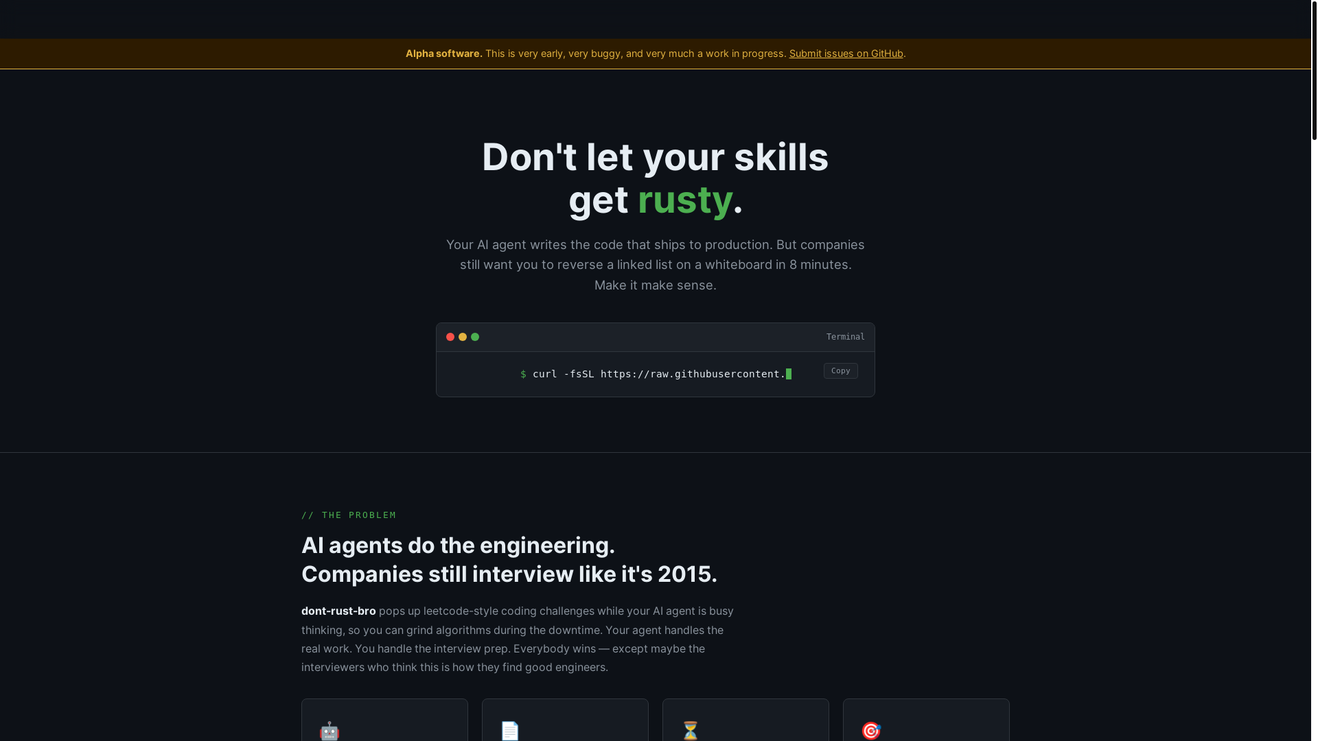 website screenshot of https://dont-rust-bro.com/