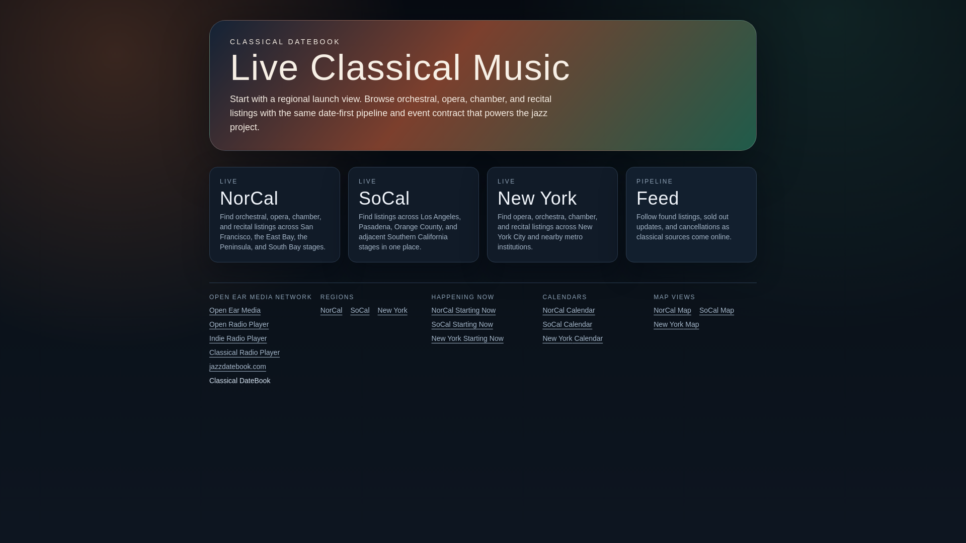 website screenshot of https://classicaldatebook.com/