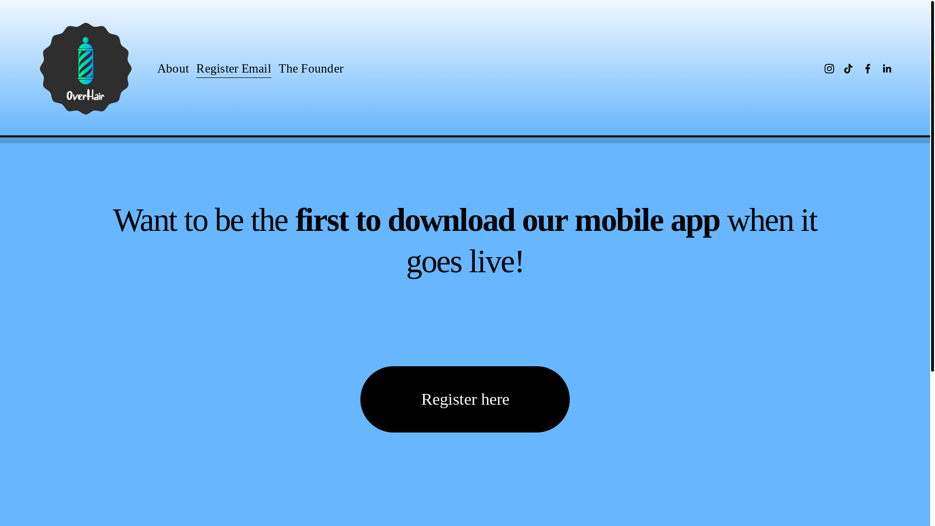 website screenshot of https://over.hair/