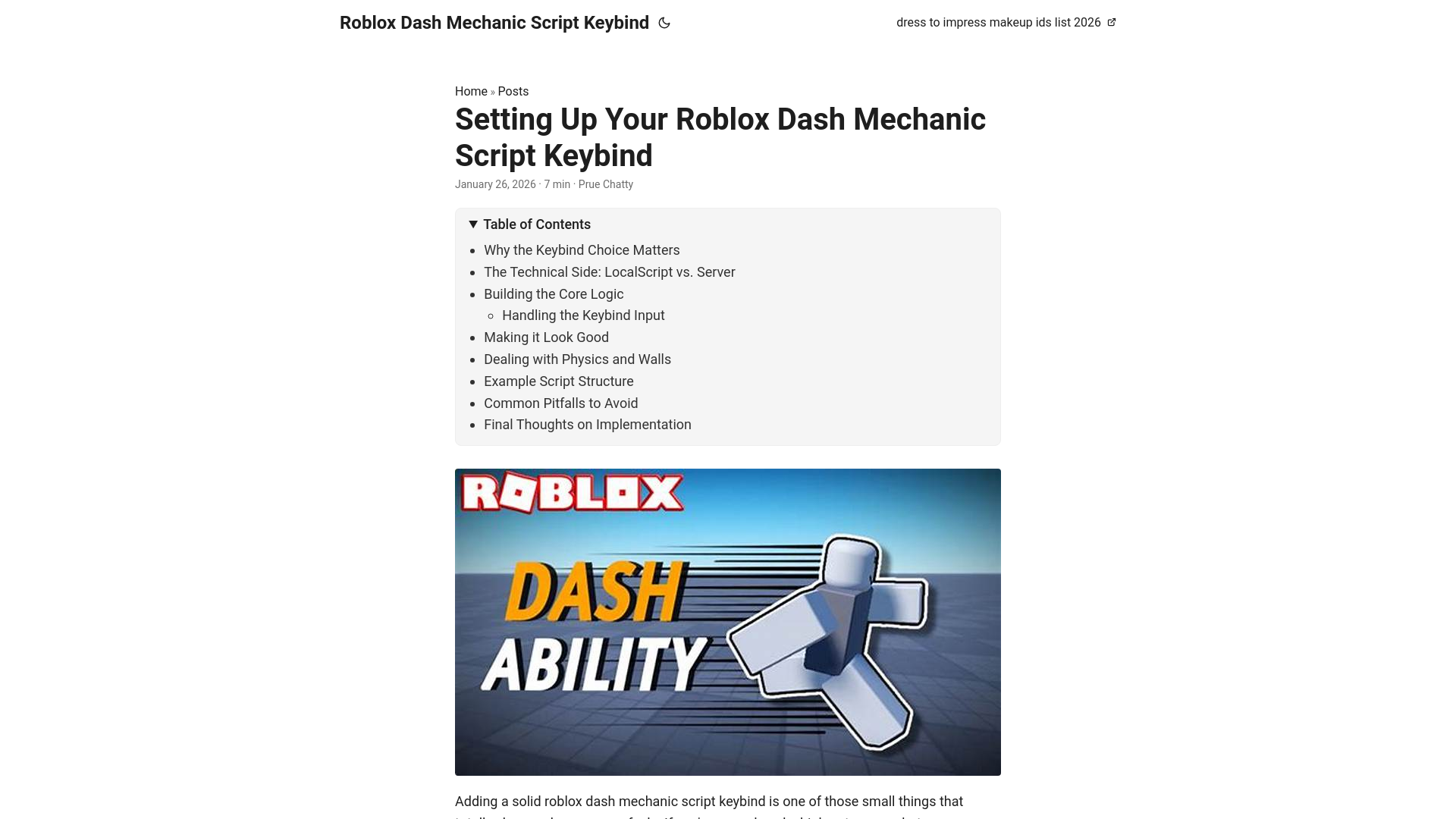 website screenshot of https://roblox-dash-mechanic-script-keybind.pages.dev/