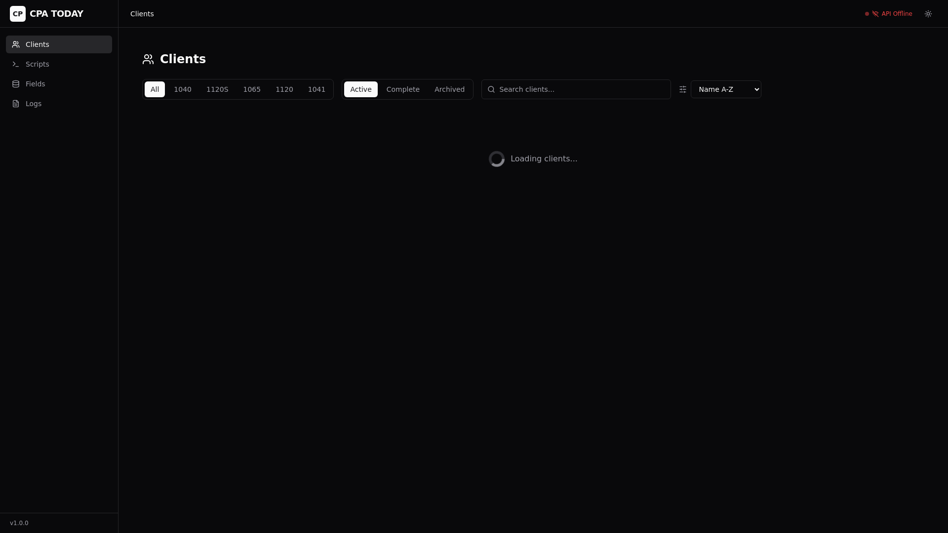 website screenshot of https://cpatoday-dashboard.pages.dev/