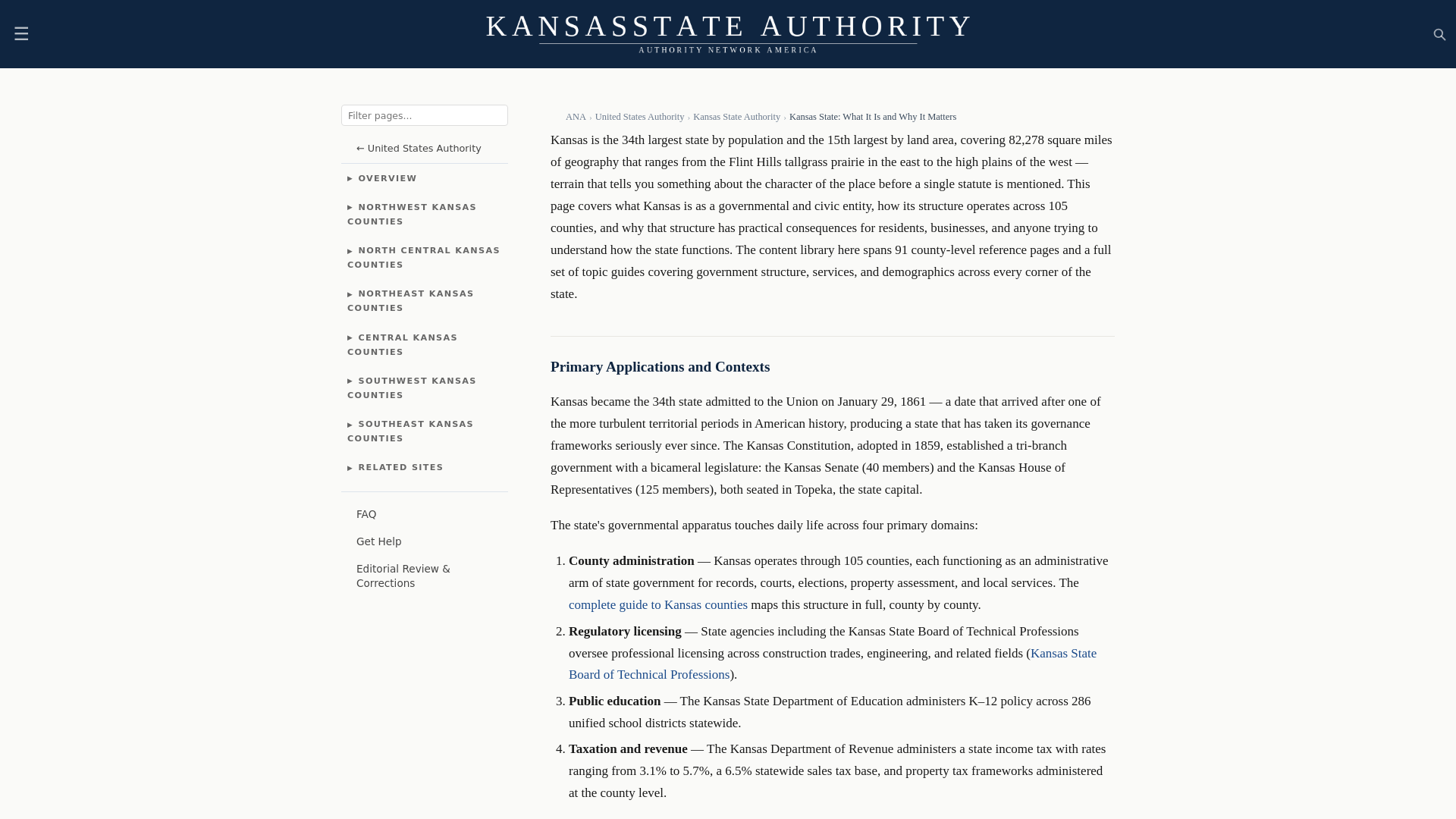 website screenshot of https://kansasstateauthority.com/