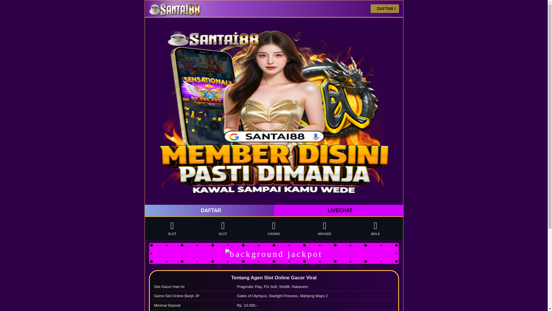 website screenshot of https://santai88amp.online/