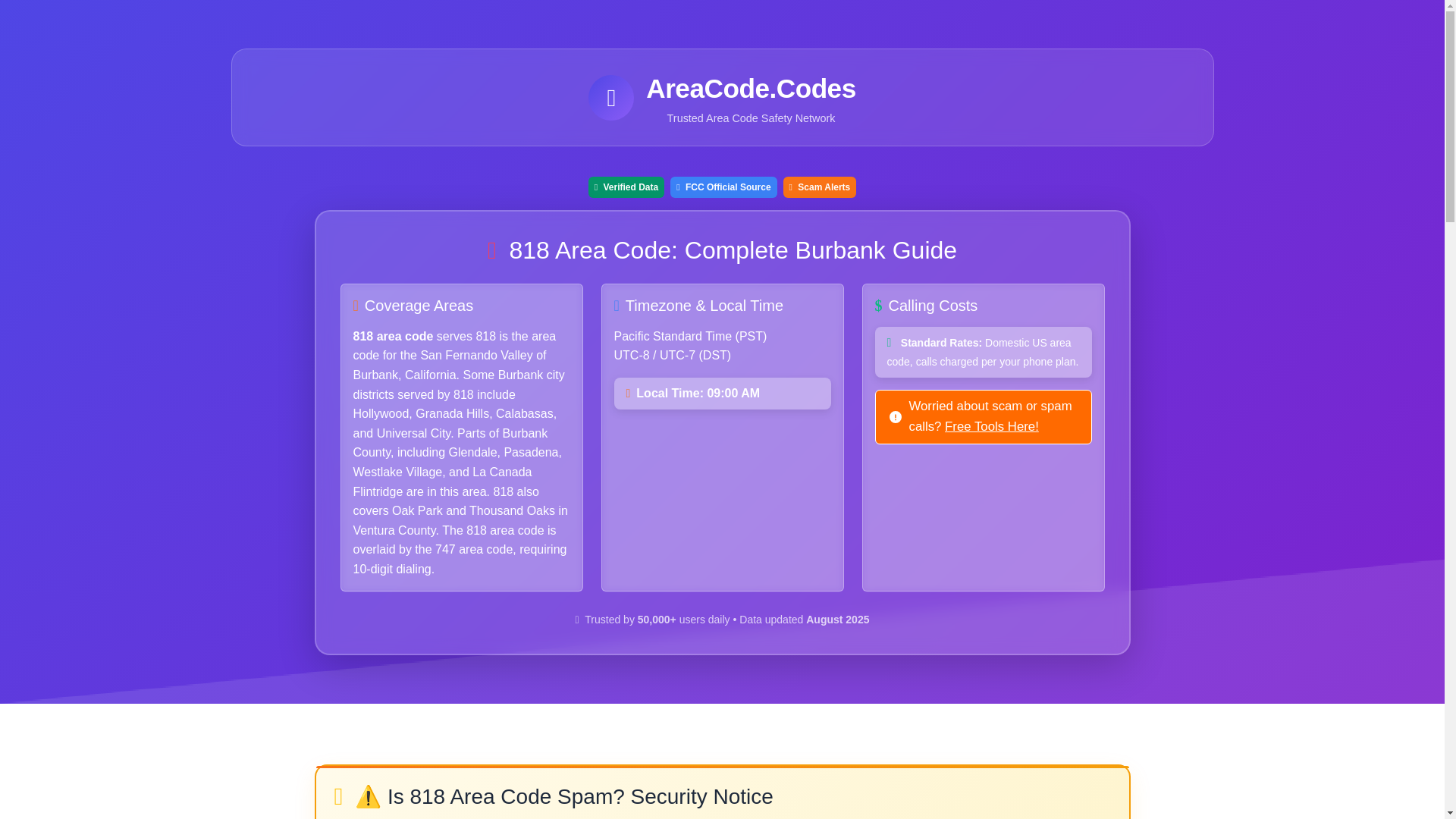 website screenshot of https://818-area-code.pages.dev/