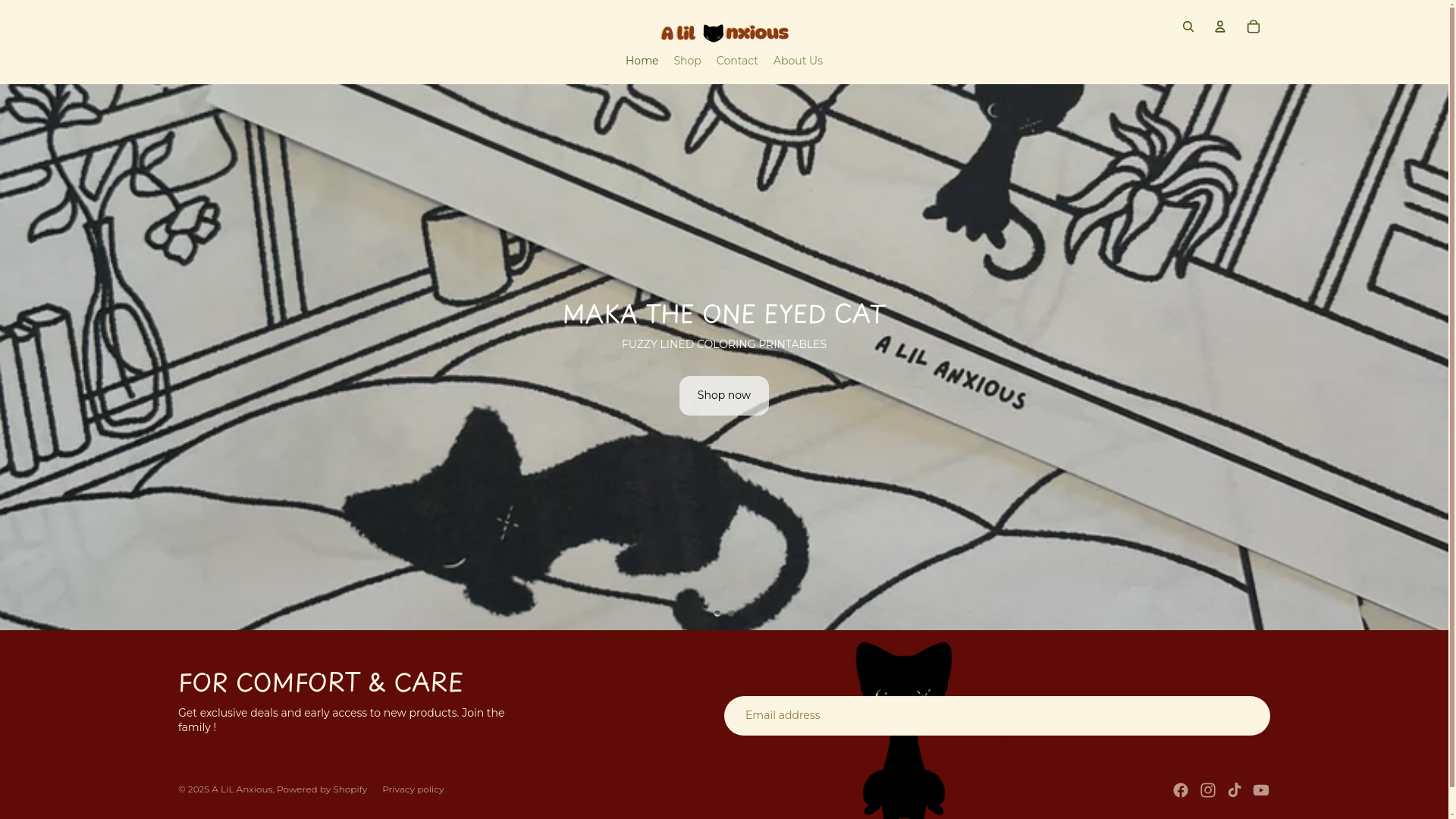 website screenshot of https://alilanxious.shop/
