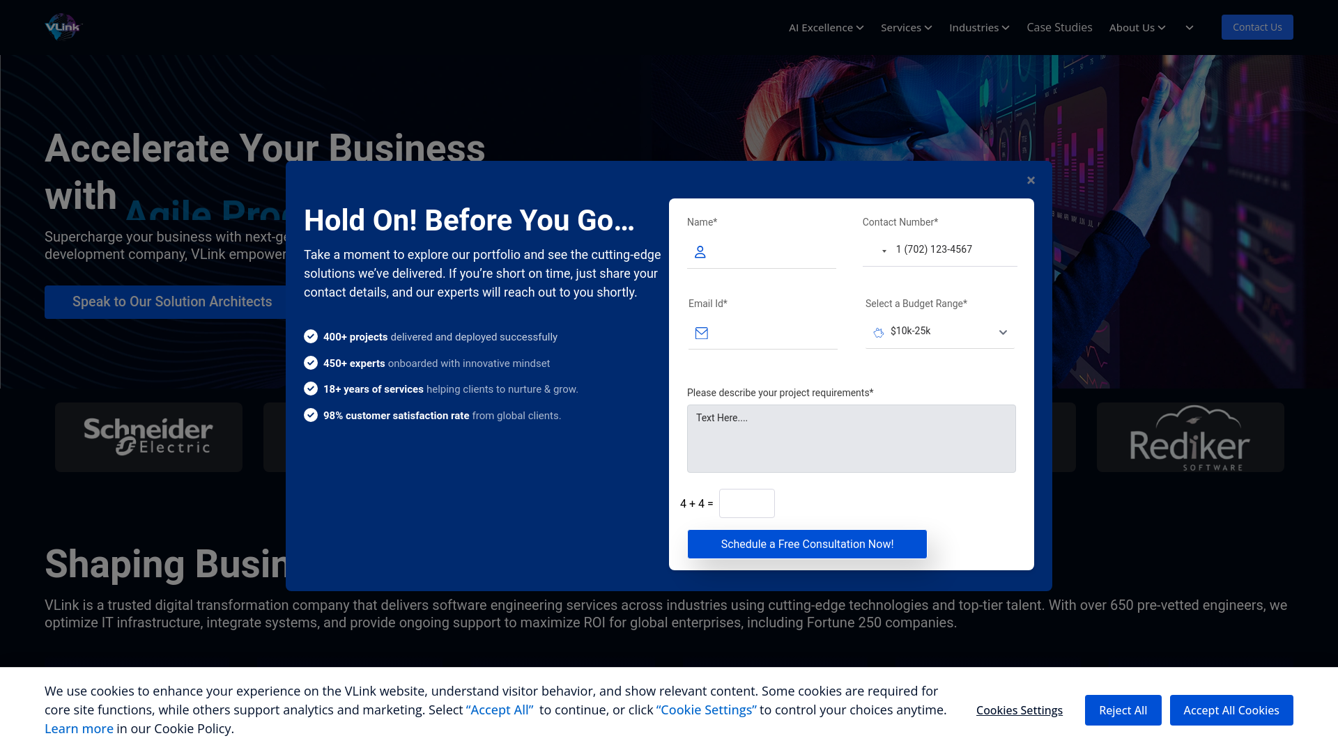 website screenshot of https://vlinktech.io/