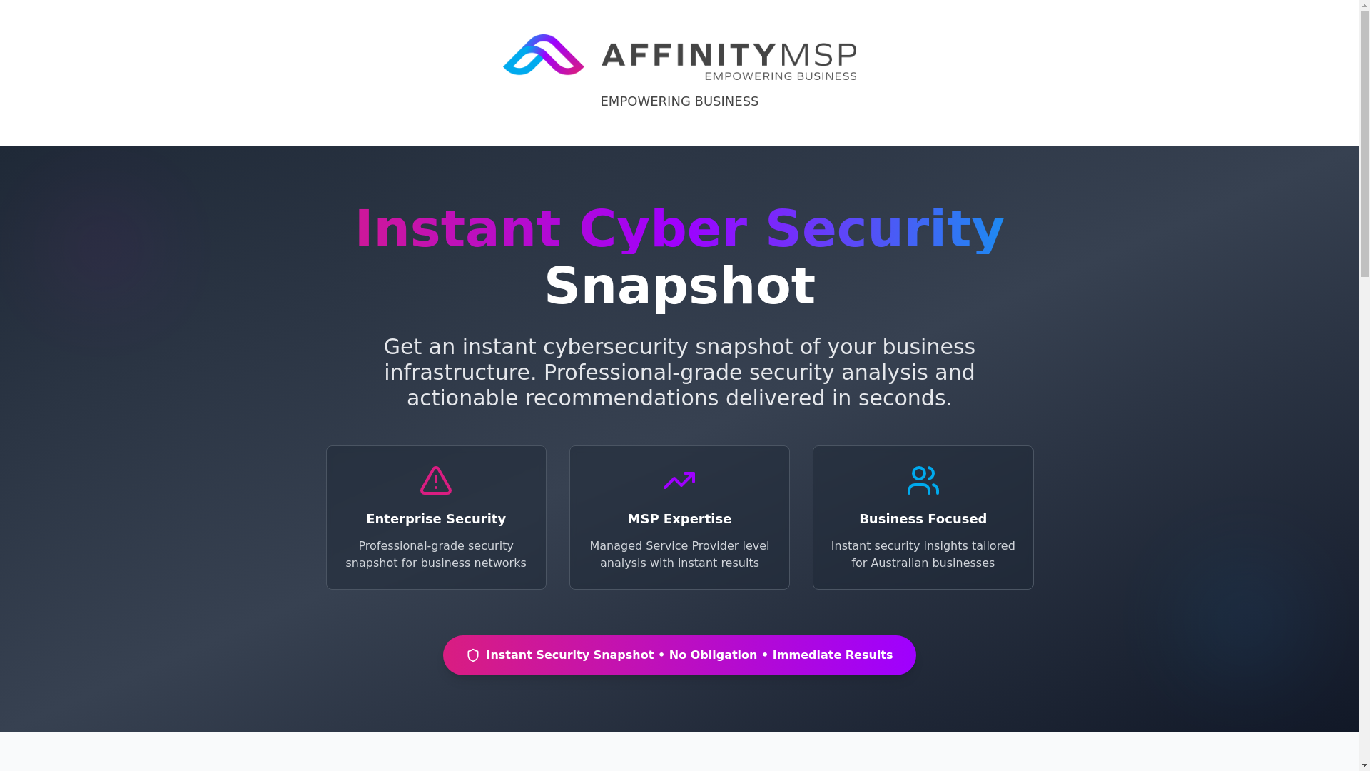 website screenshot of https://affinityscan.com.au/