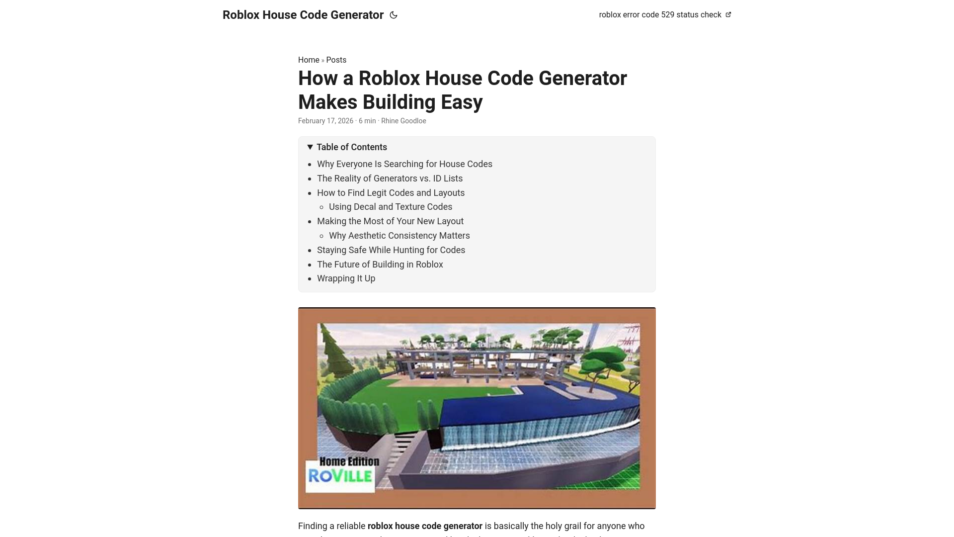 website screenshot of https://roblox-house-code-generator.pages.dev/
