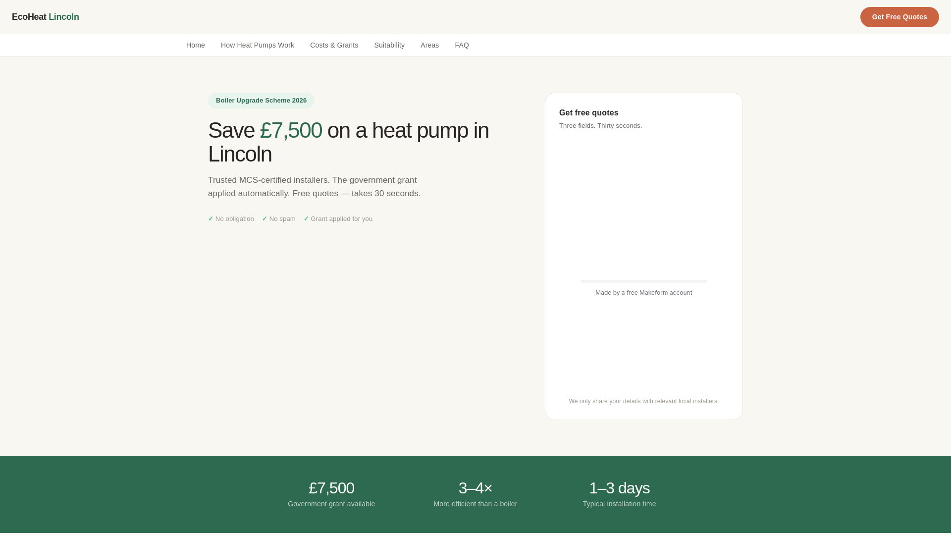 website screenshot of https://ecoheatlincoln.co.uk/