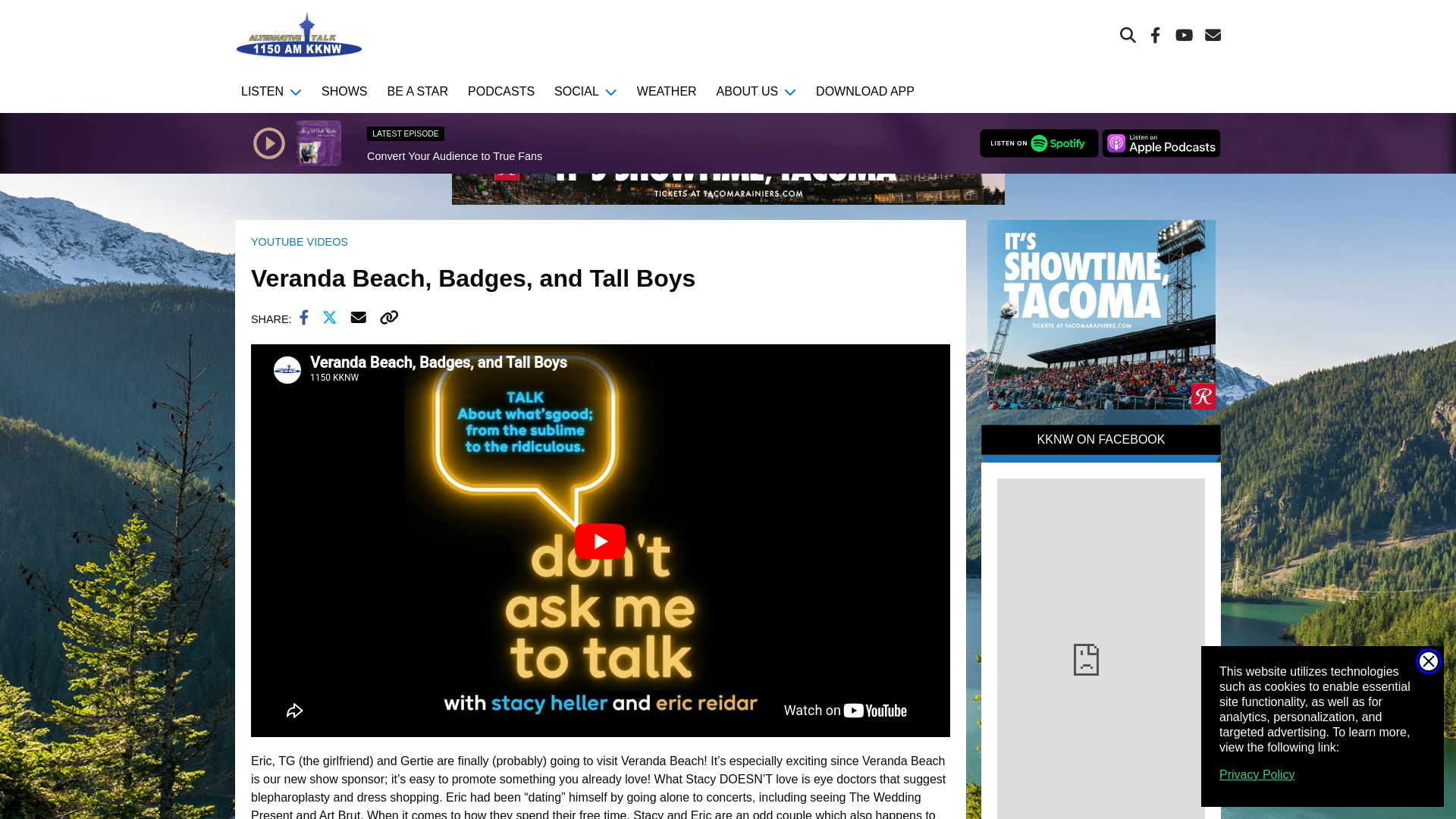 website screenshot of https://1150kknw.com/veranda-beach-badges-and-tall-boys/