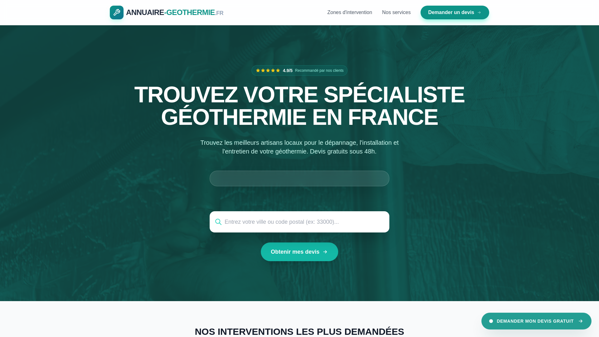 website screenshot of https://installation-geothermie.fr/