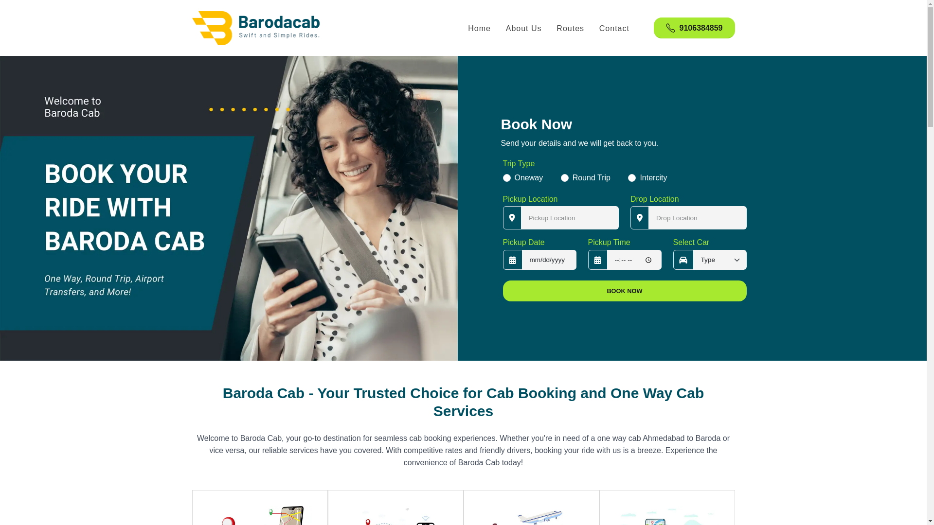 website screenshot of https://barodacab.pages.dev/