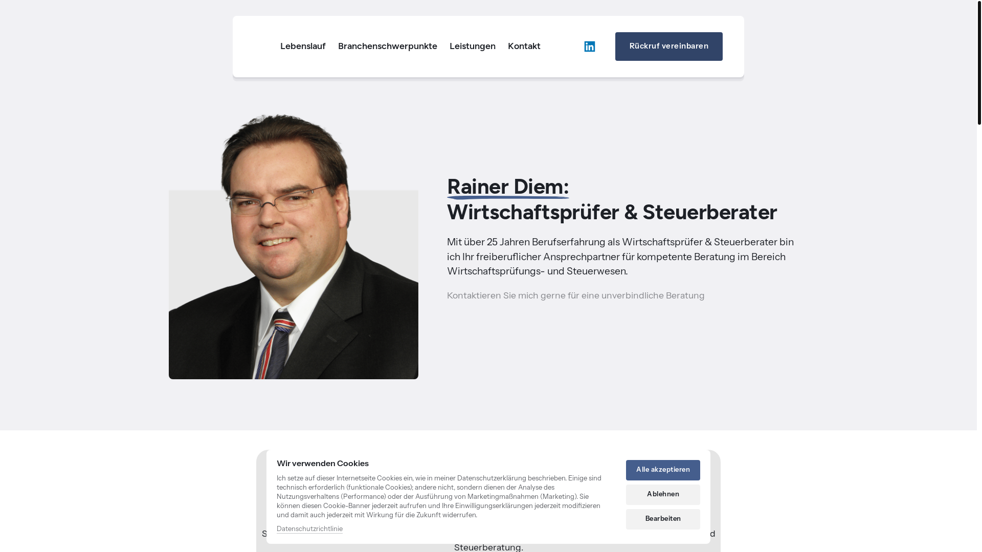 website screenshot of https://rainer-diem.de/