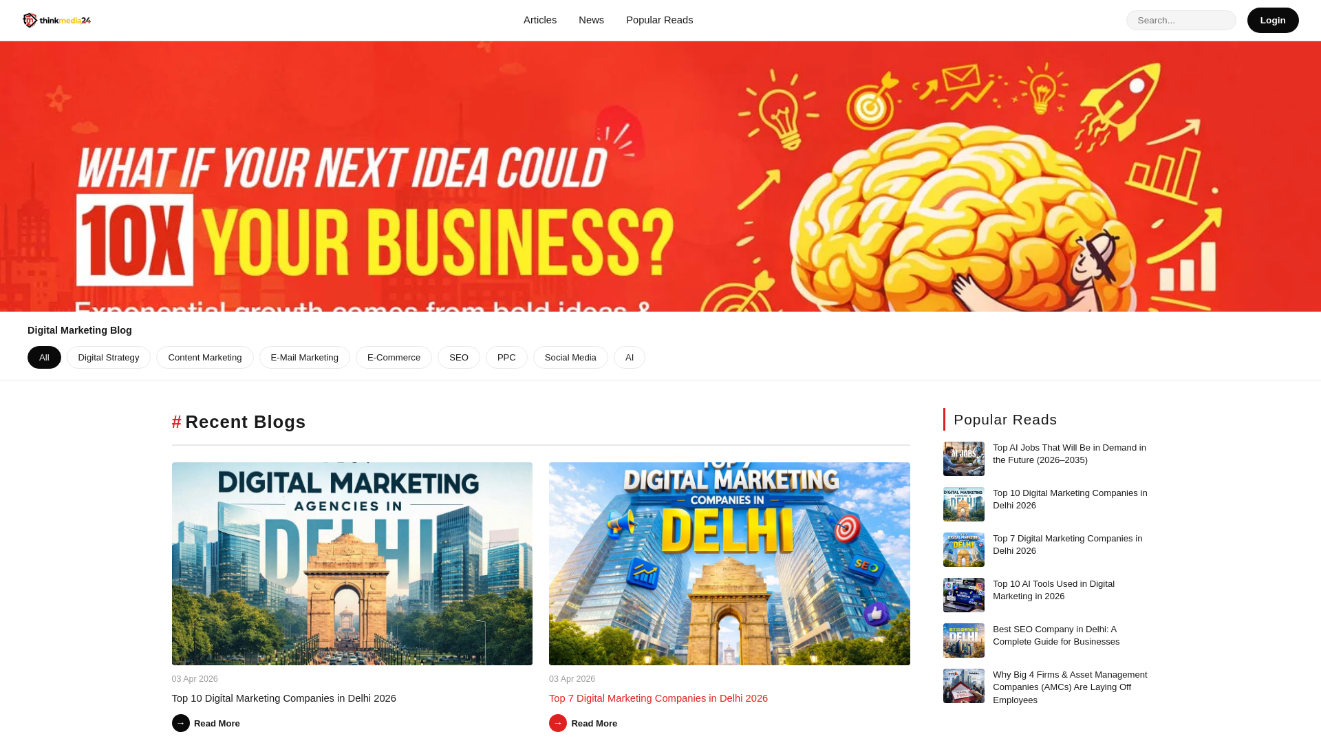 website screenshot of https://thinkmedia24.com/